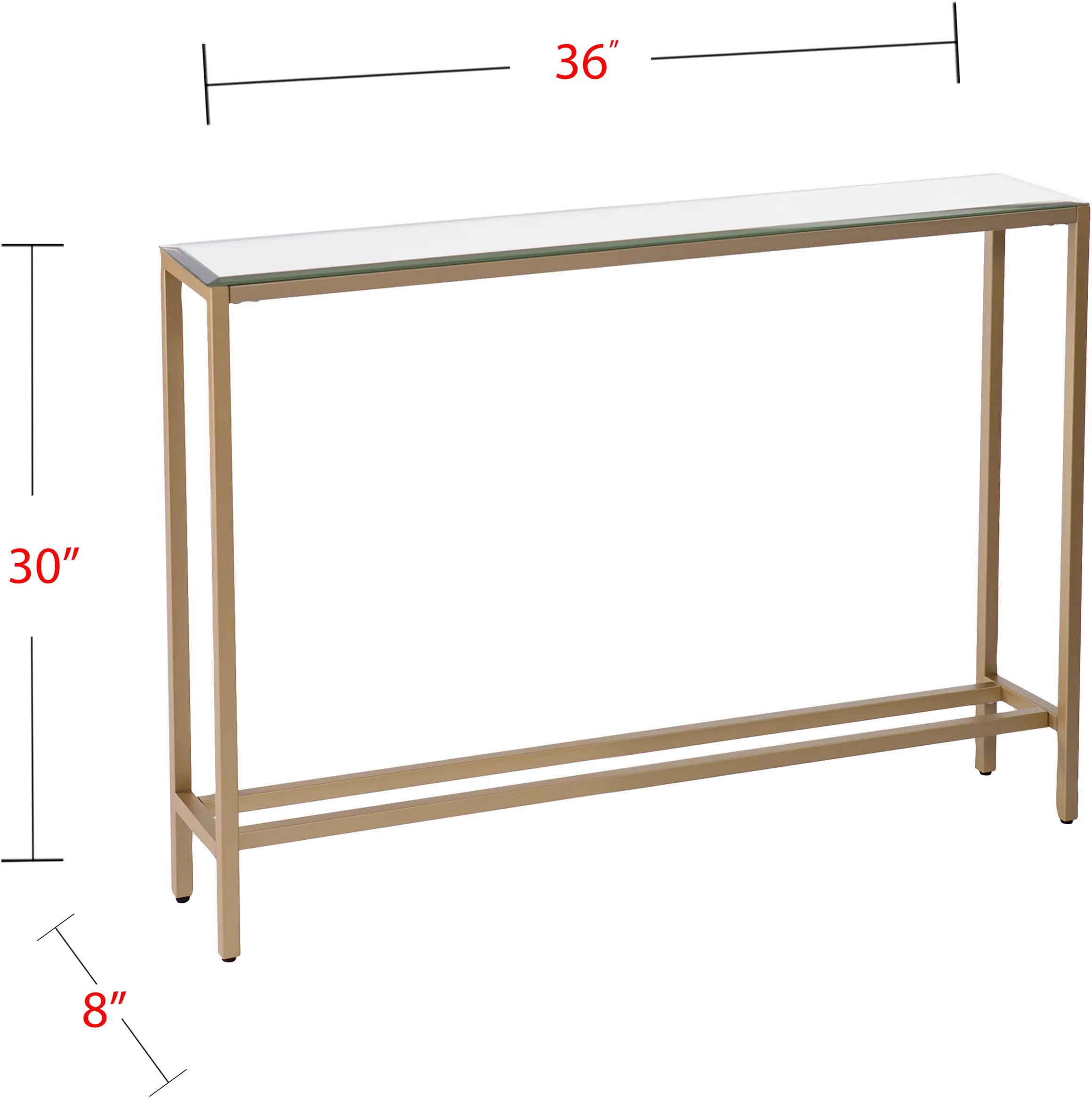 CM9297 Darrin Short Gold Console Table with Mirrored Top-8