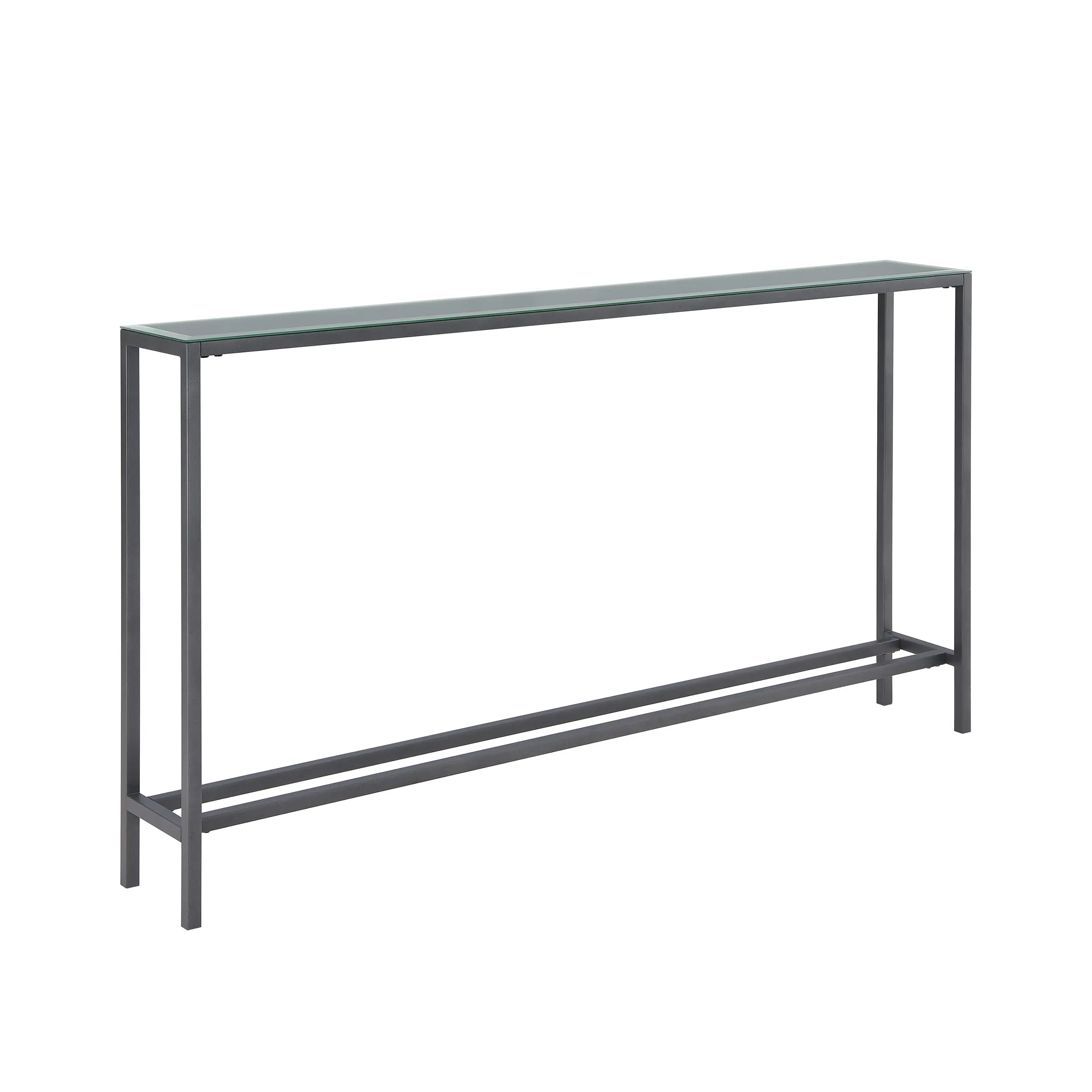 CM9396 Darrin Long Gunmetal Gray Console Table with Mirrored Top-1