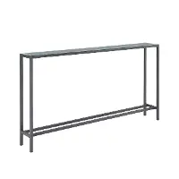CM9396 Darrin Long Gunmetal Gray Console Table with Mirrored Top
