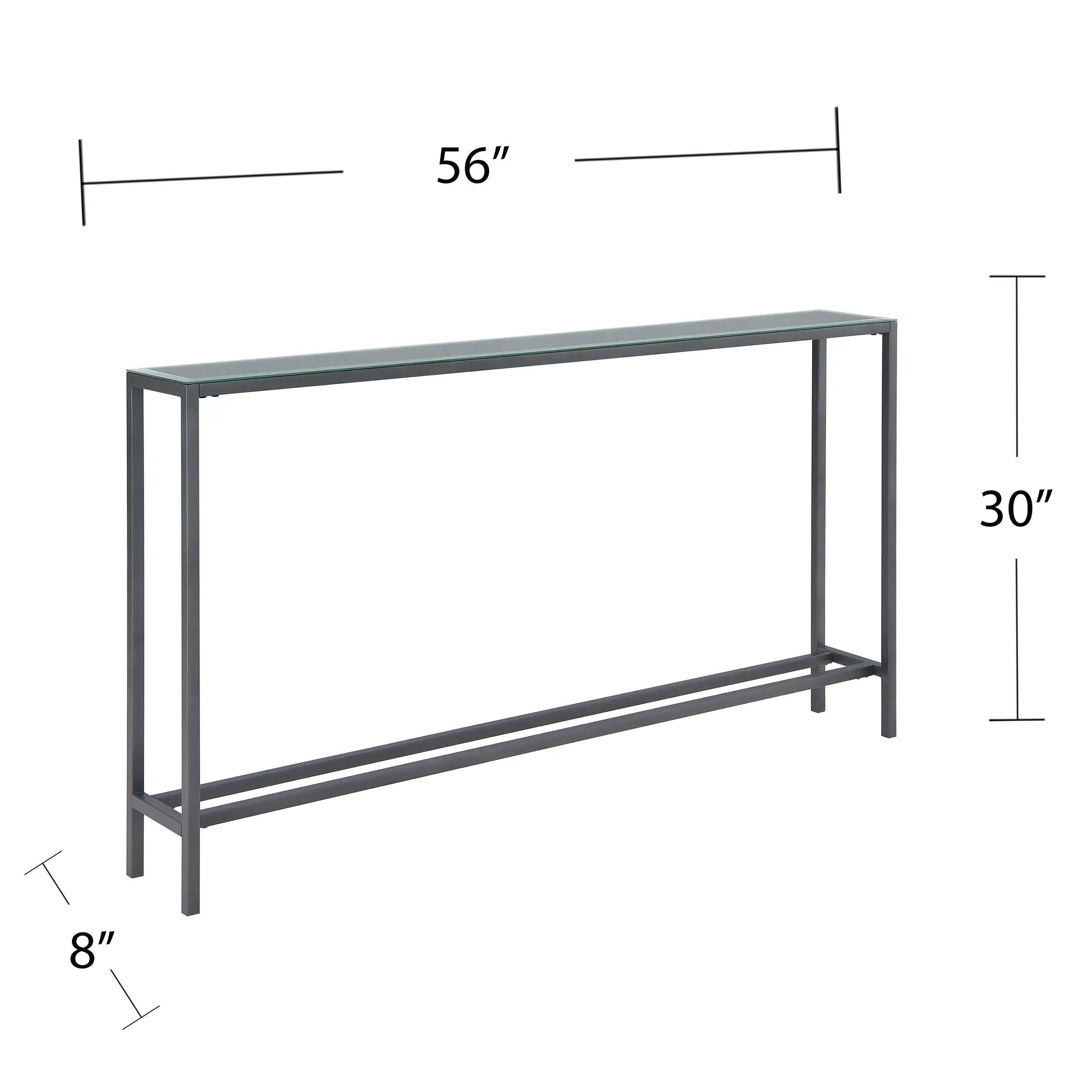 CM9396 Darrin Long Gunmetal Gray Console Table with Mirrored Top-3