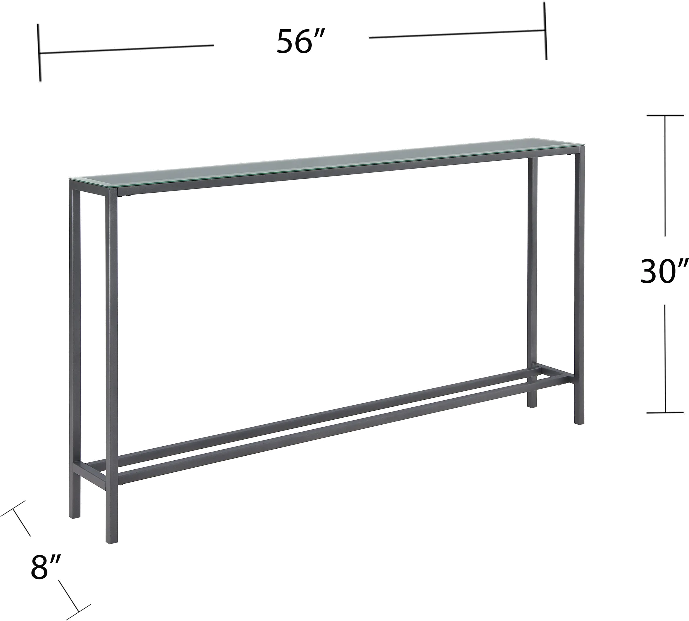 CM9396 Darrin Long Gunmetal Gray Console Table with Mirrored Top-9