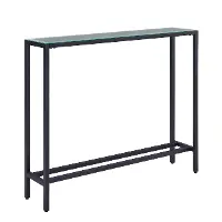 CM9397 Darrin Short Gunmetal Gray Console Table with Mirrored Top