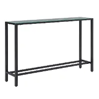 CM9596 Darrin Long Black Console Table with Mirrored Top