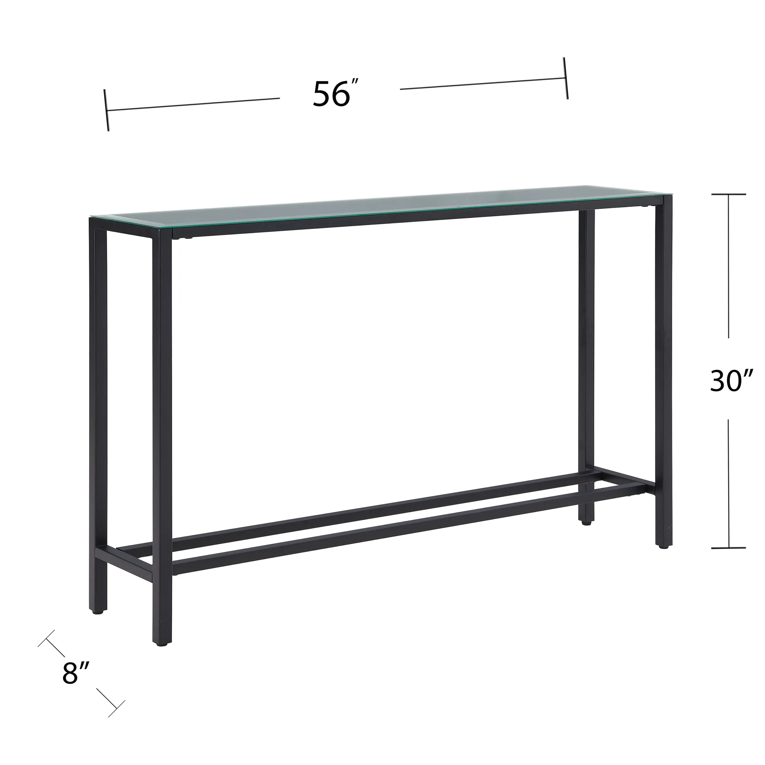 CM9596 Darrin Long Black Console Table with Mirrored Top-3