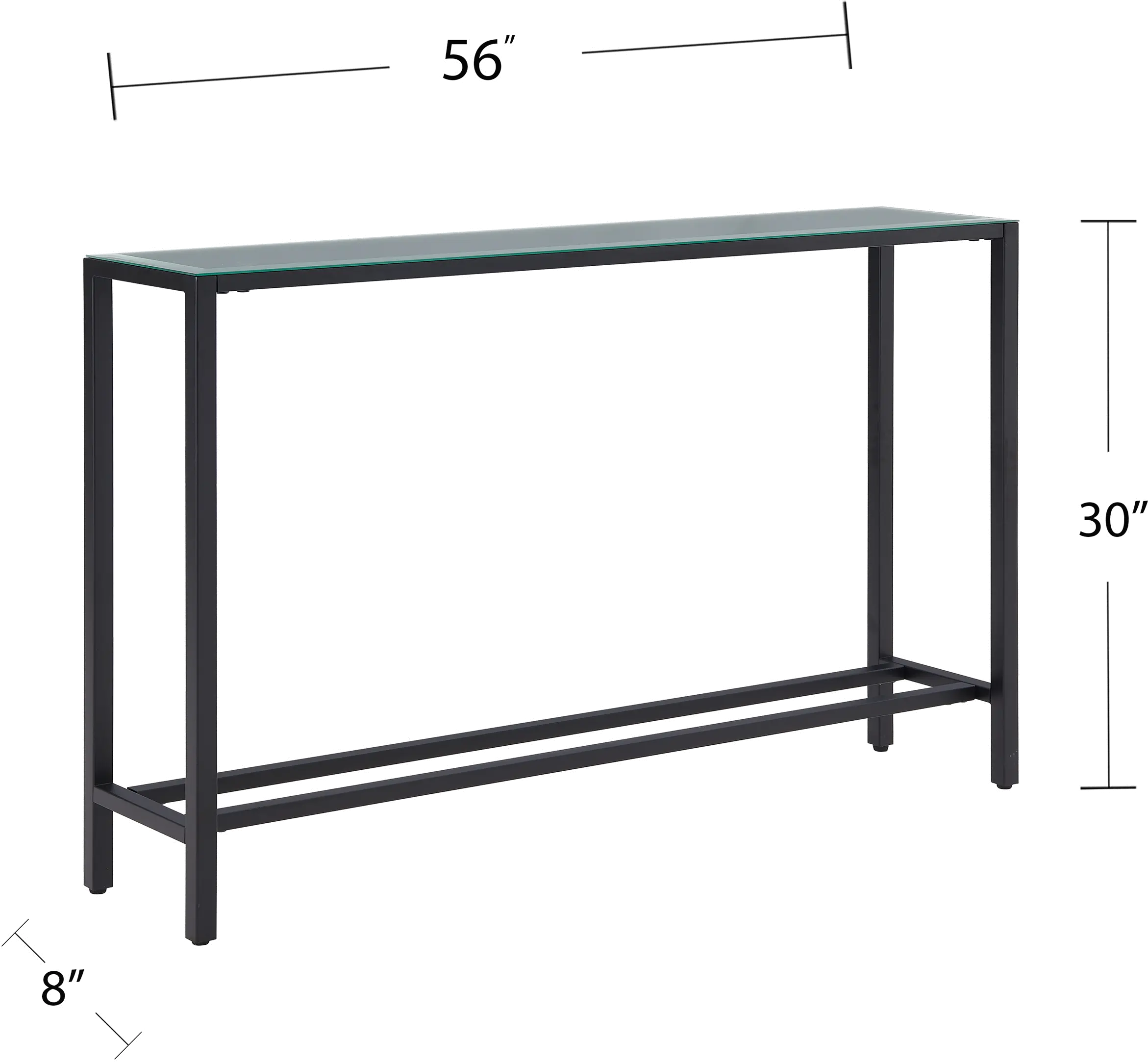 CM9596 Darrin Long Black Console Table with Mirrored Top-9