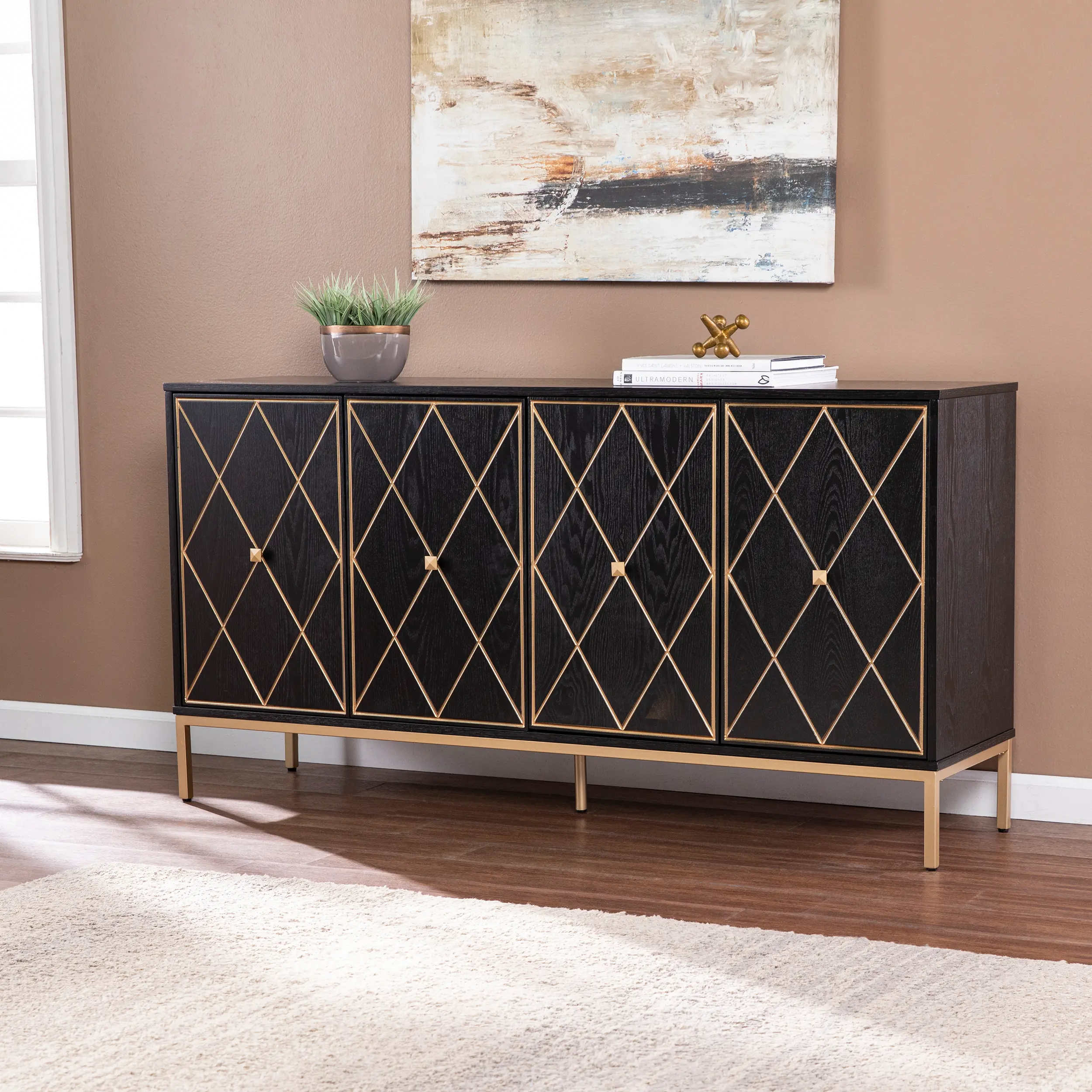DN1111930 Marradi Black & Gold Sideboard Cabinet-2