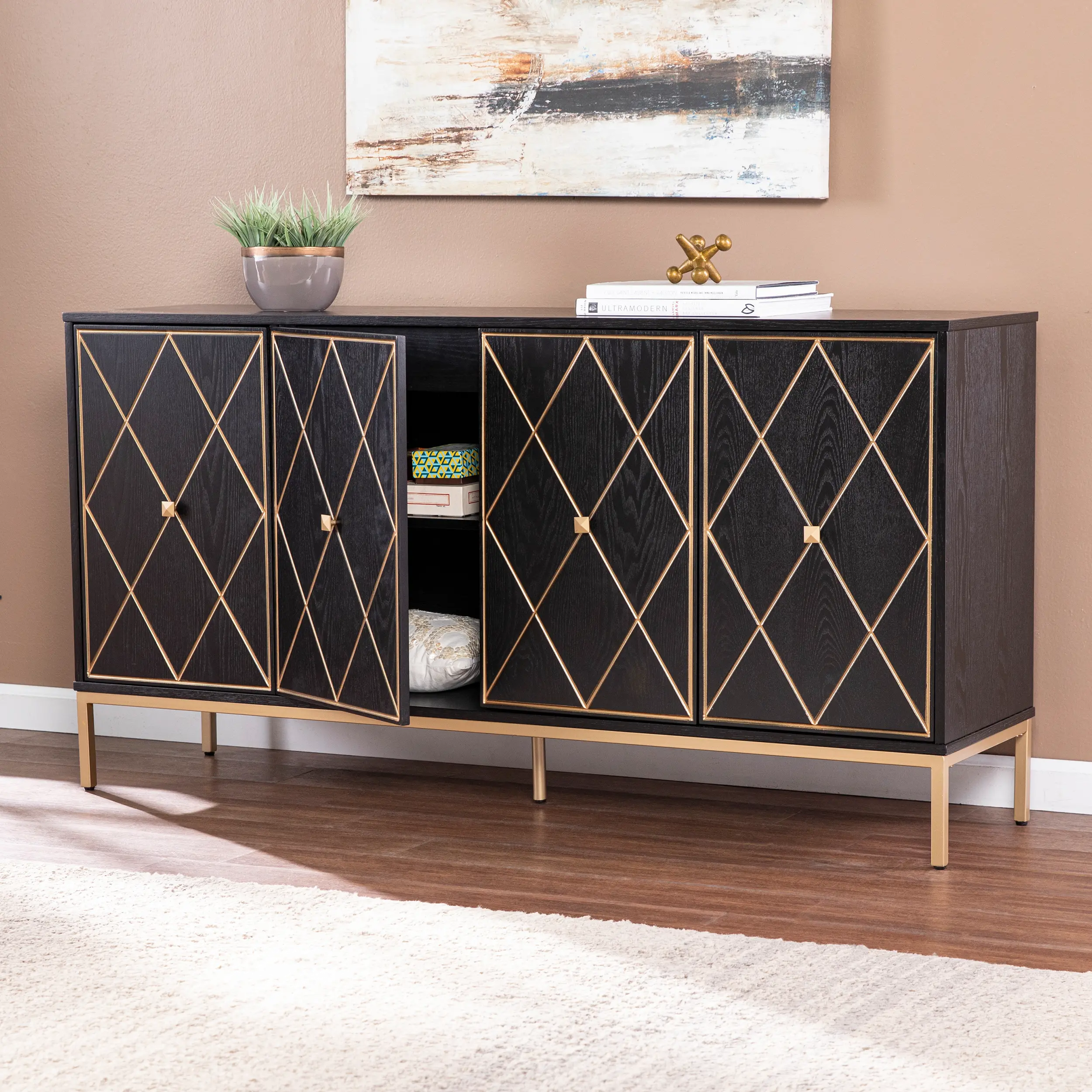 DN1111930 Marradi Black & Gold Sideboard Cabinet-3