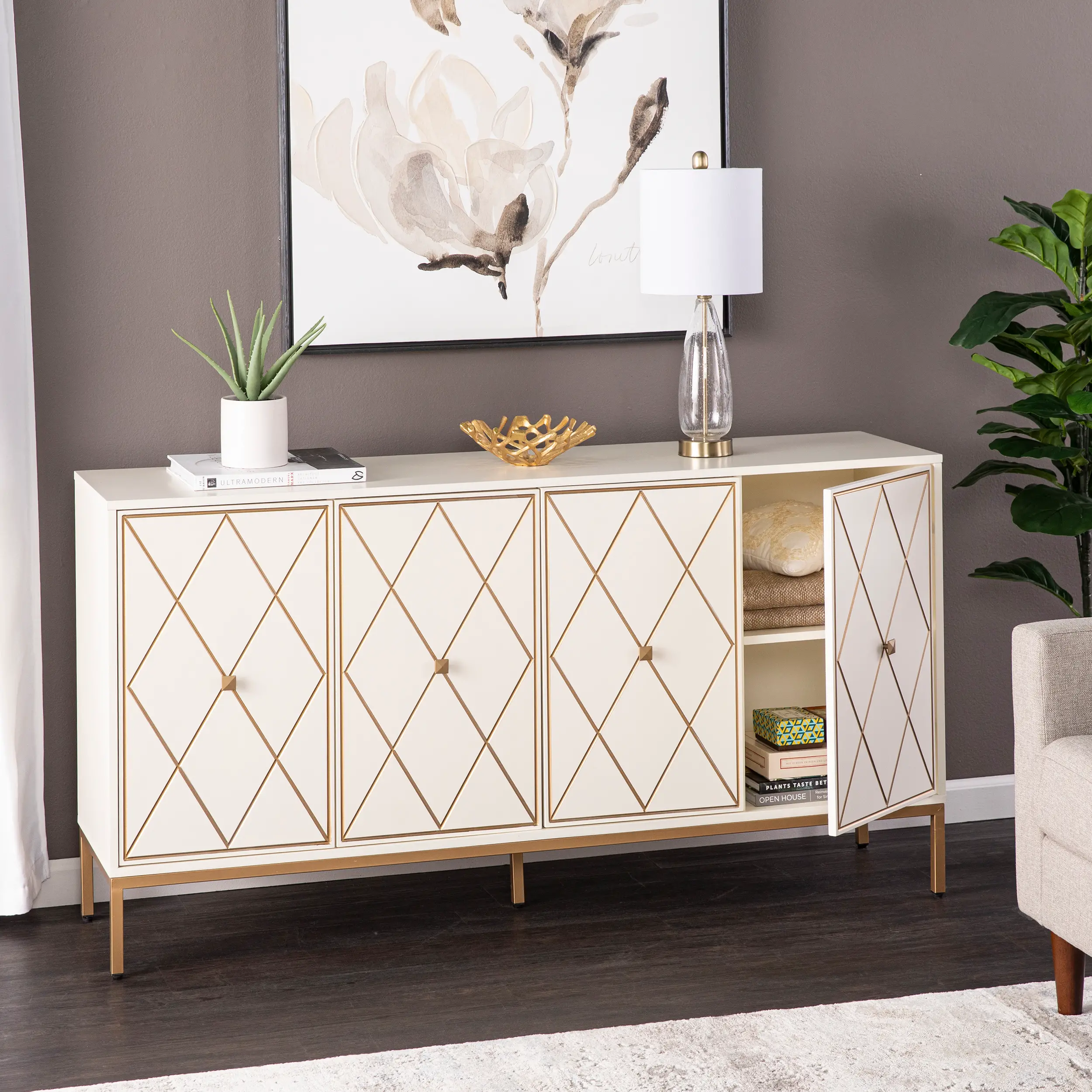 DN1222330 Marradi Cream & Gold Sideboard Cabinet-3