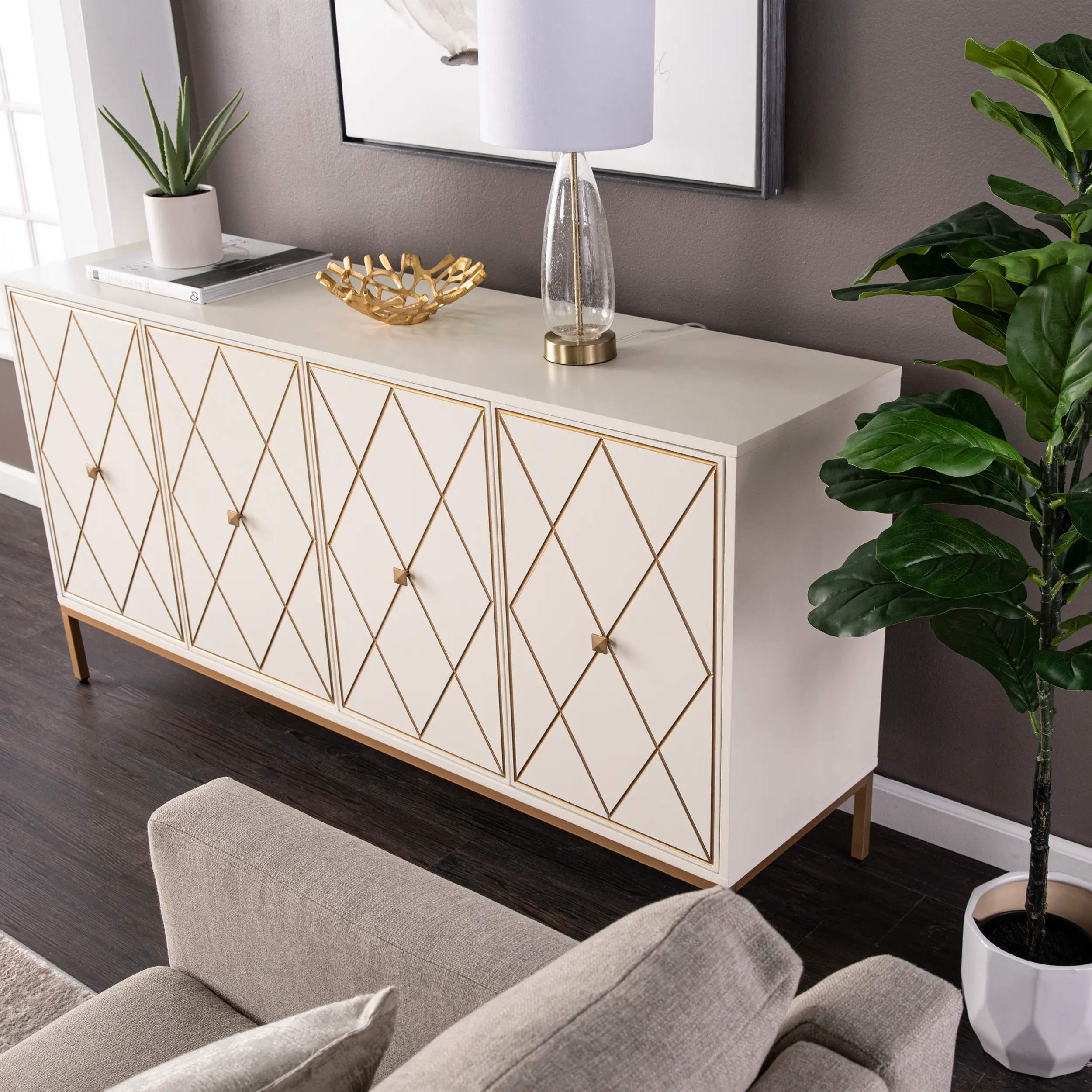 DN1222330 Marradi Cream & Gold Sideboard Cabinet-4