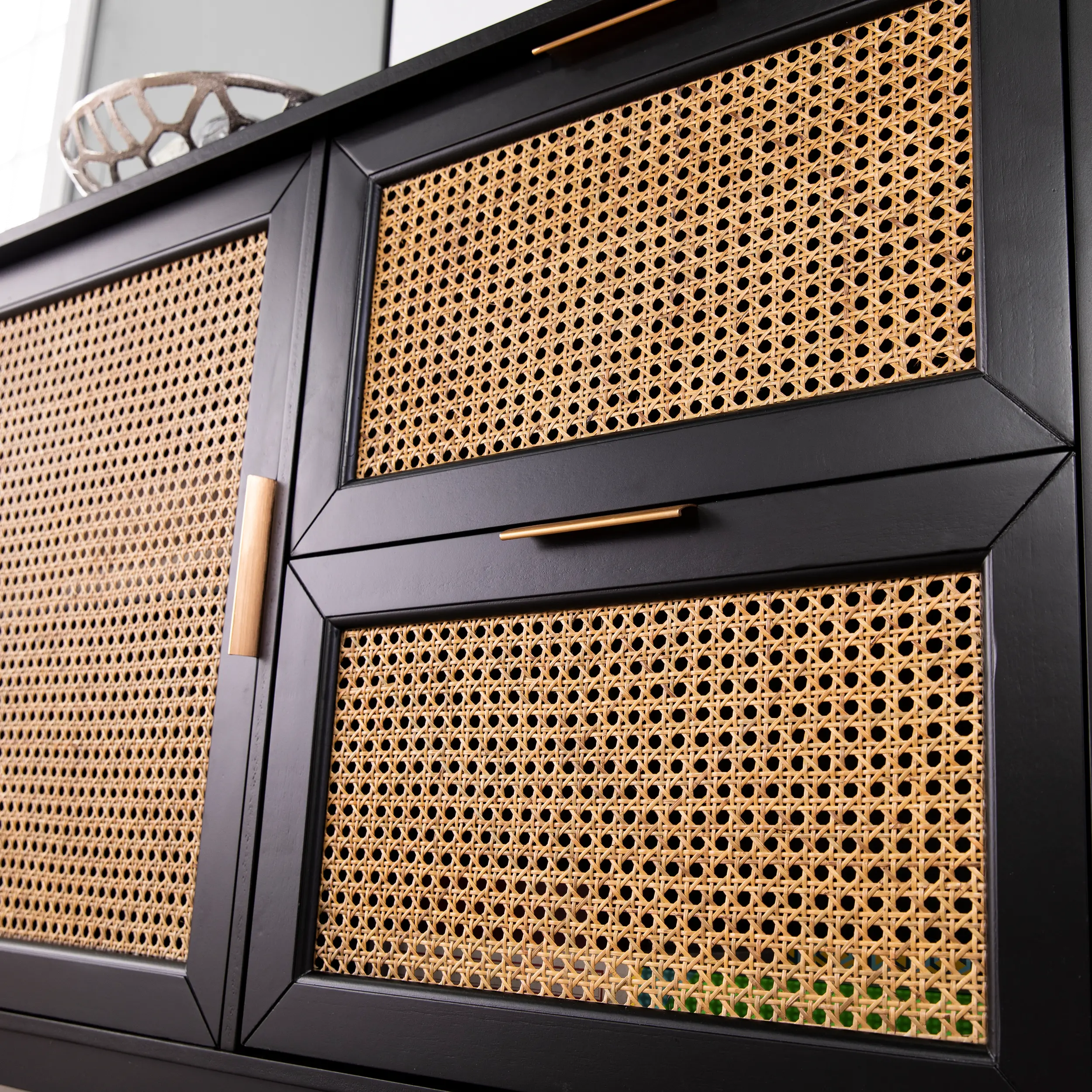 HZ1003005 Holly & Martin Chekshire Black & Rattan Storage Cabinet-4