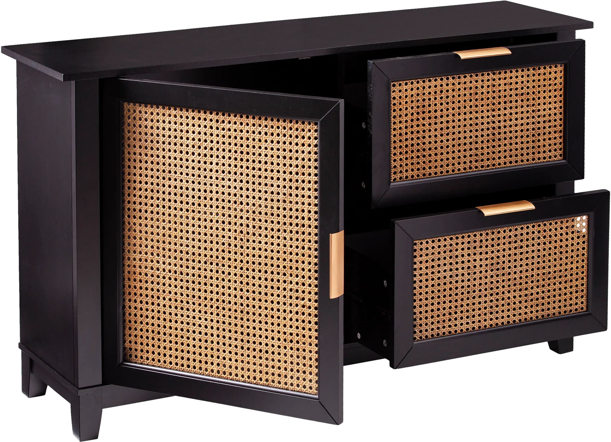 HZ1003005 Holly & Martin Chekshire Black & Rattan Storage Cabinet-1