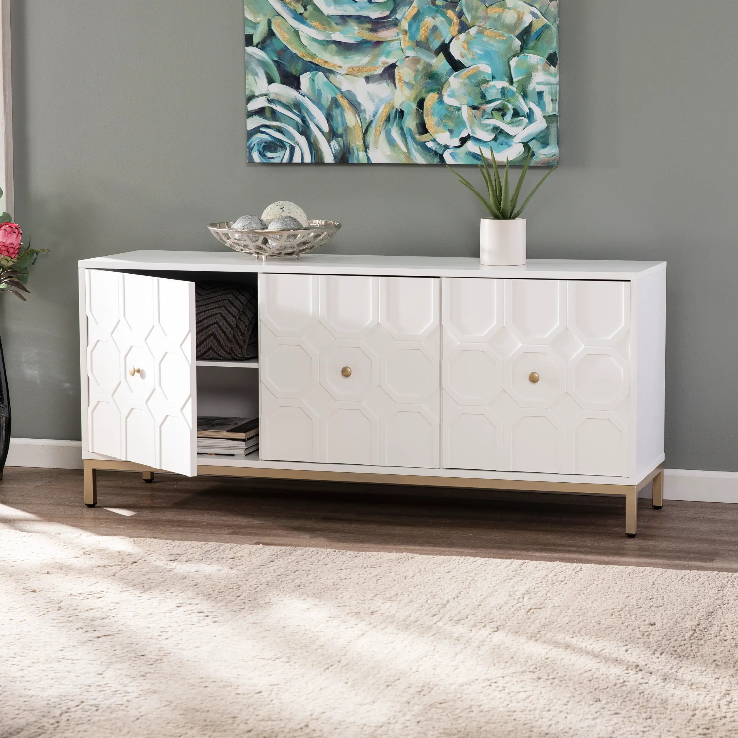 HZ1077805 Gramdlynn White Three-Door Accent Cabinet-2