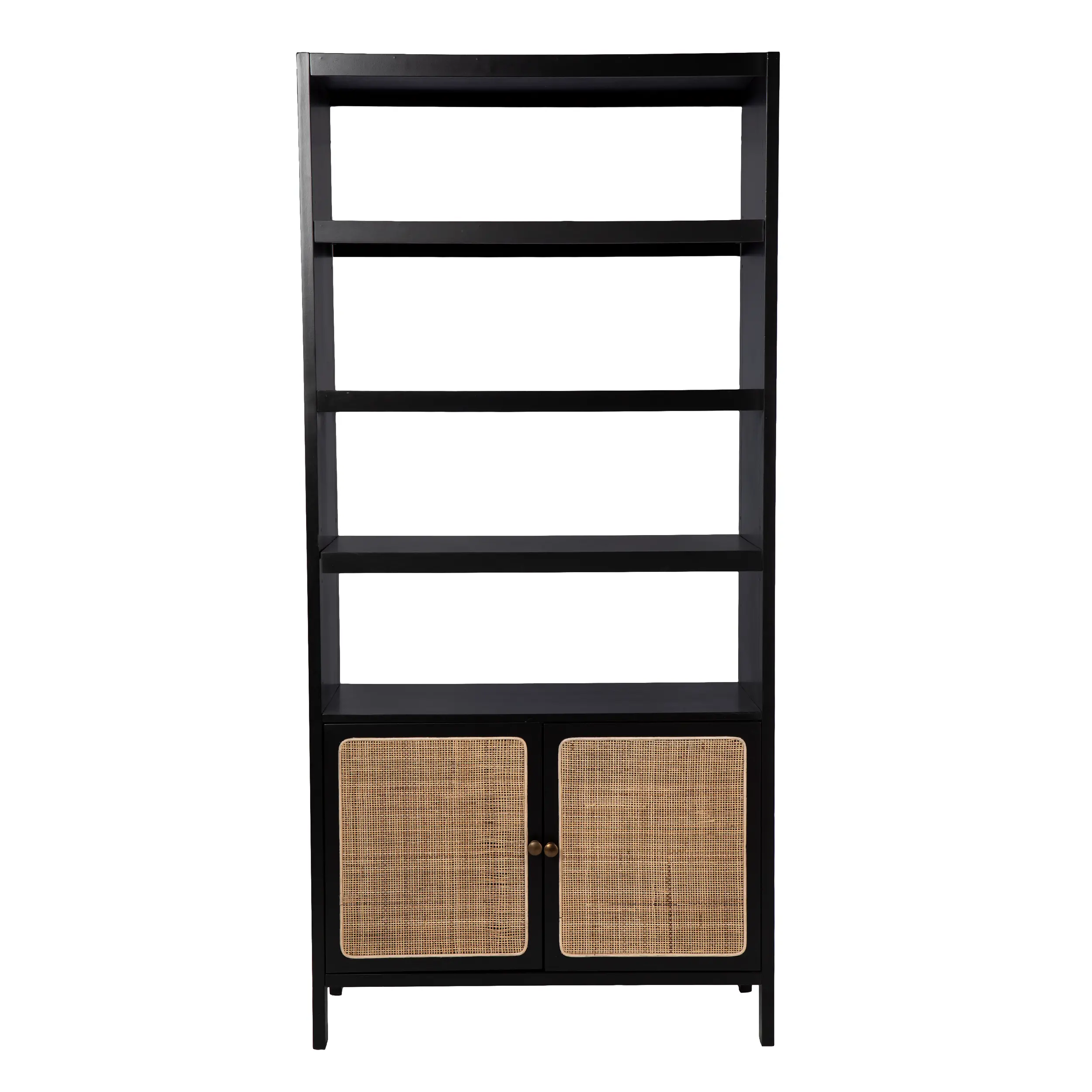 HZ1096138 Carondale Black & Rattan Bookcase-1