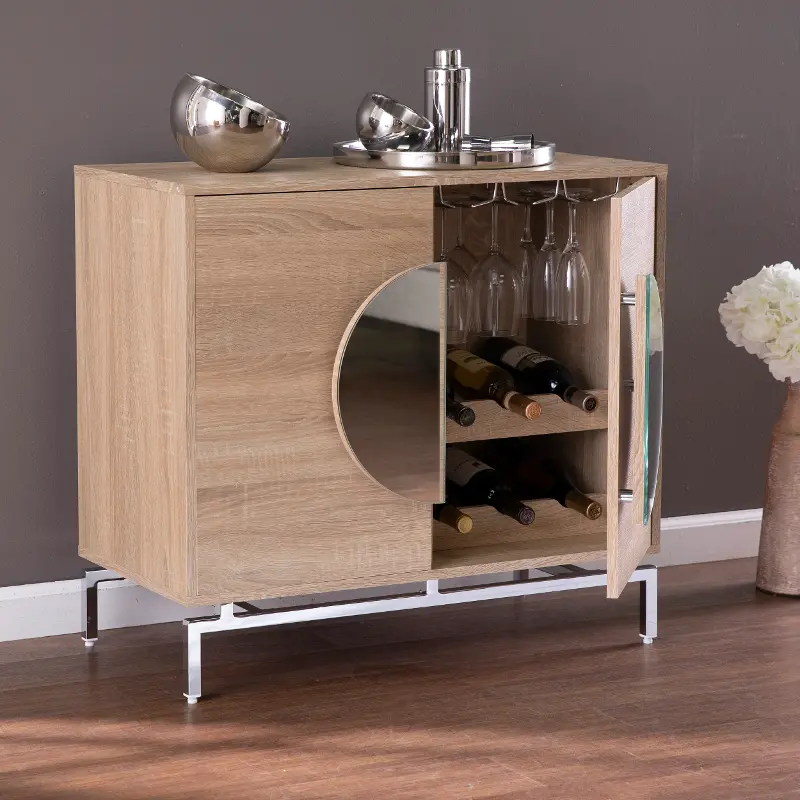 Northdom Light Brown Bar Cabinet with Wine Storage