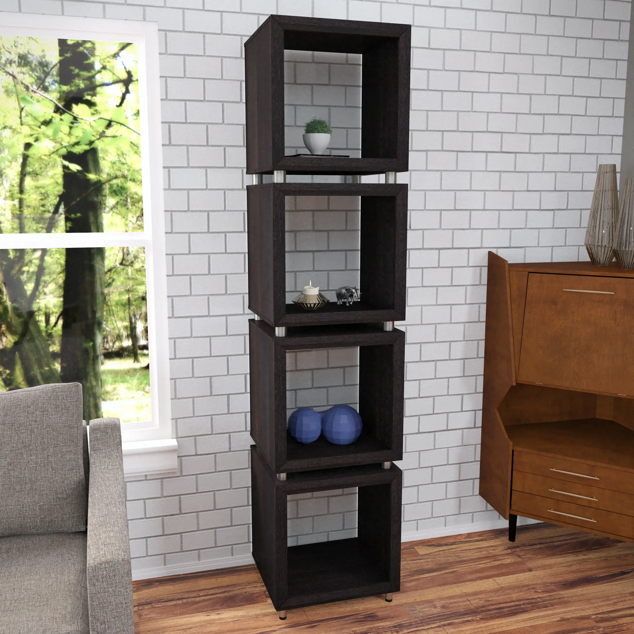 HZ1114643 Portgren Modern 4-Tier Bookshelf-2
