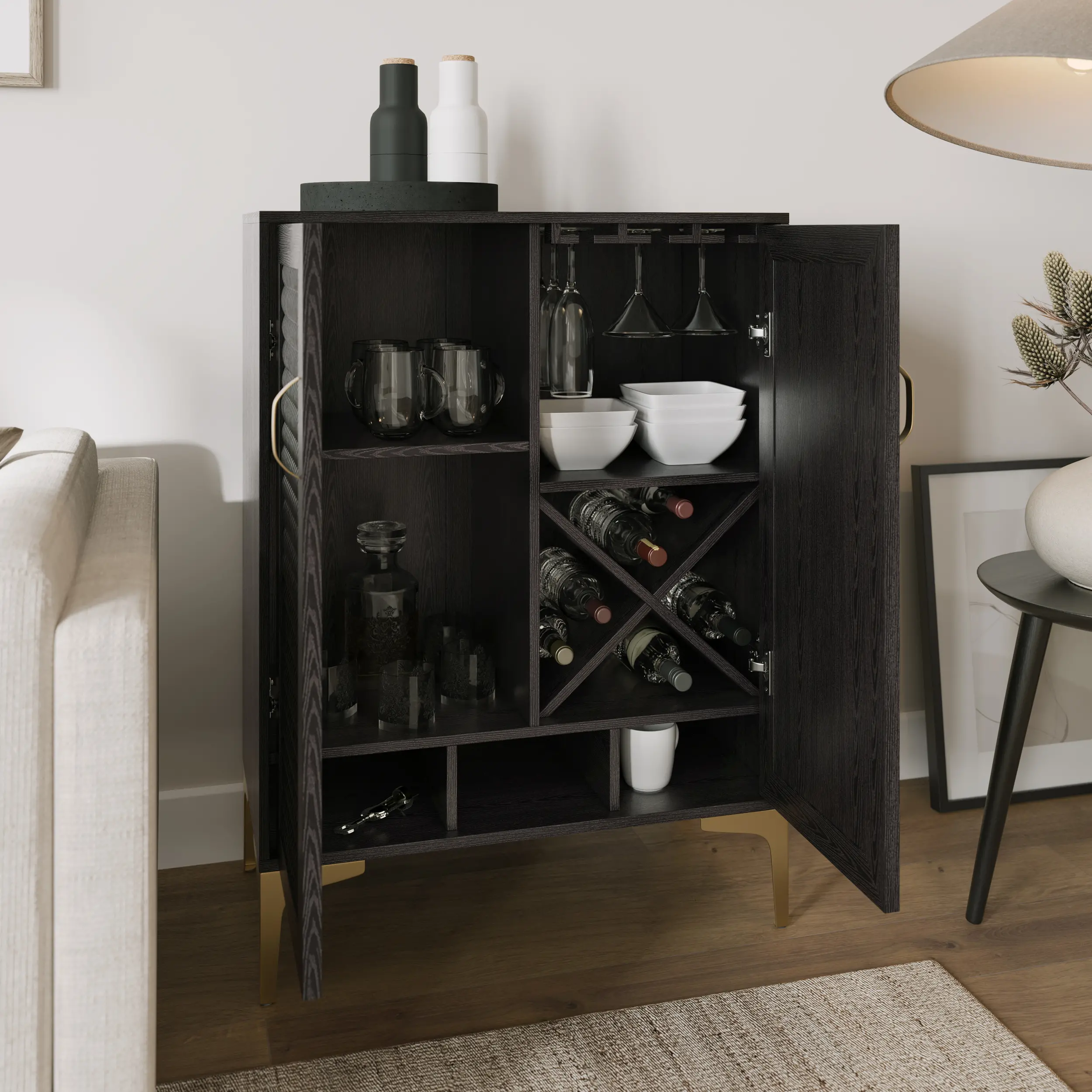 HZ1141041 Rolliston Black & Gold Bar Cabinet-4