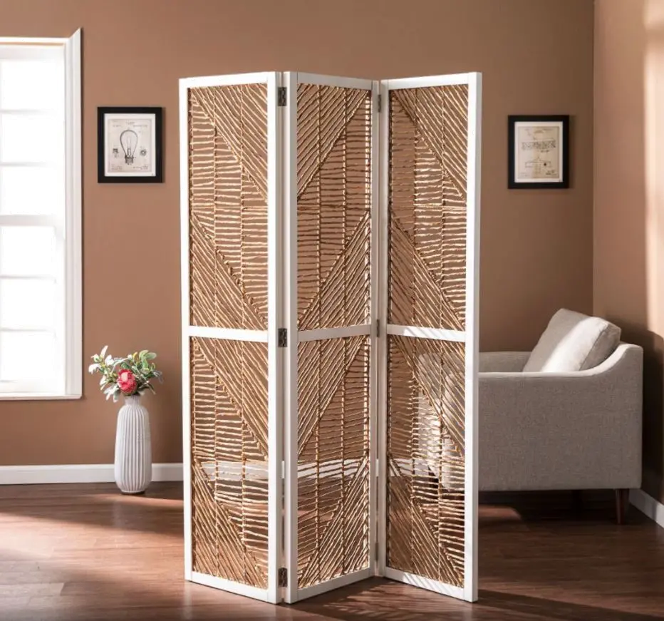 HZ1153466 Quilino Light Brown Woven Room Divider-2