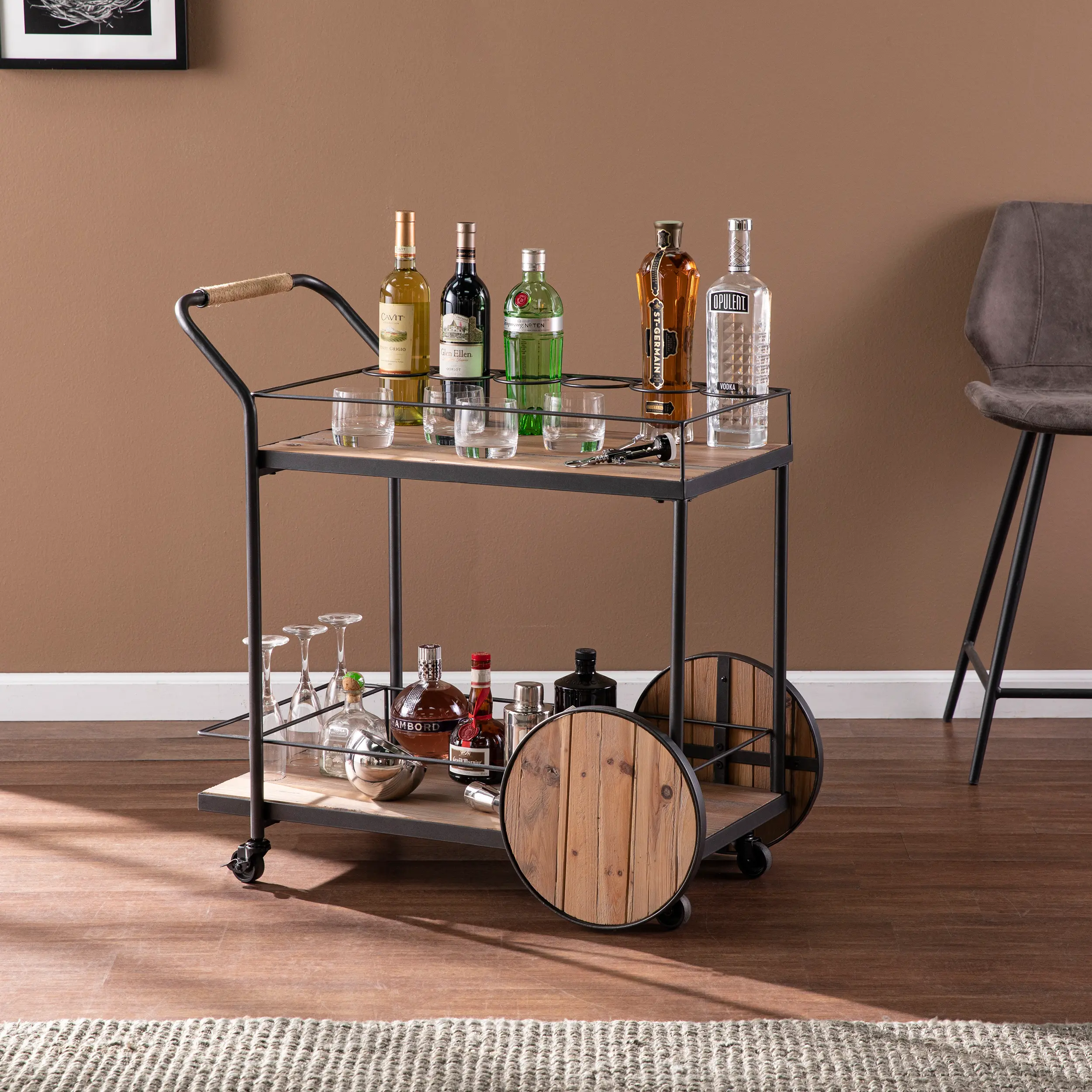 HZ1157540 Pemton Reclaimed Wood Bar Cart-2