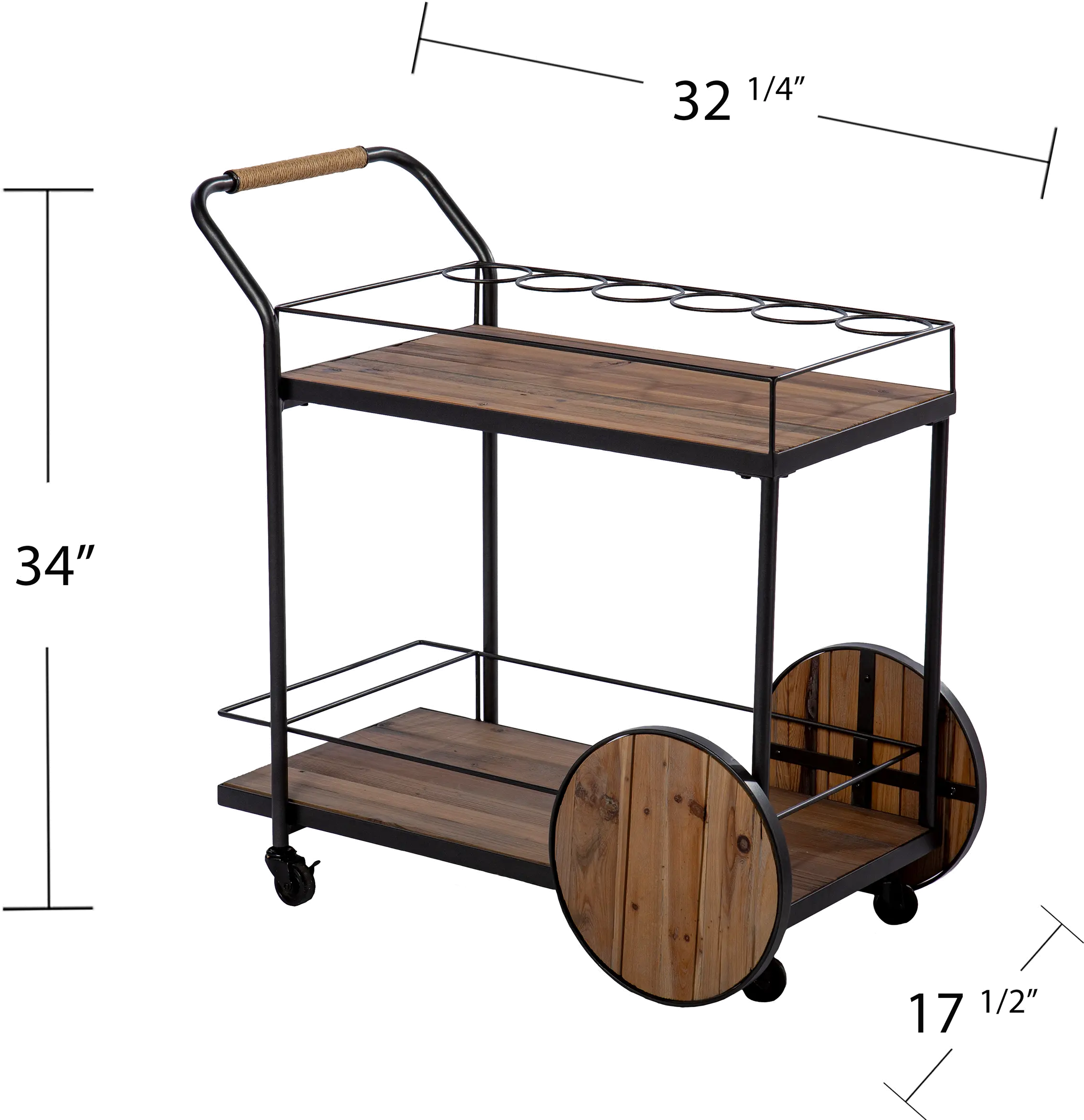 HZ1157540 Pemton Reclaimed Wood Bar Cart-7