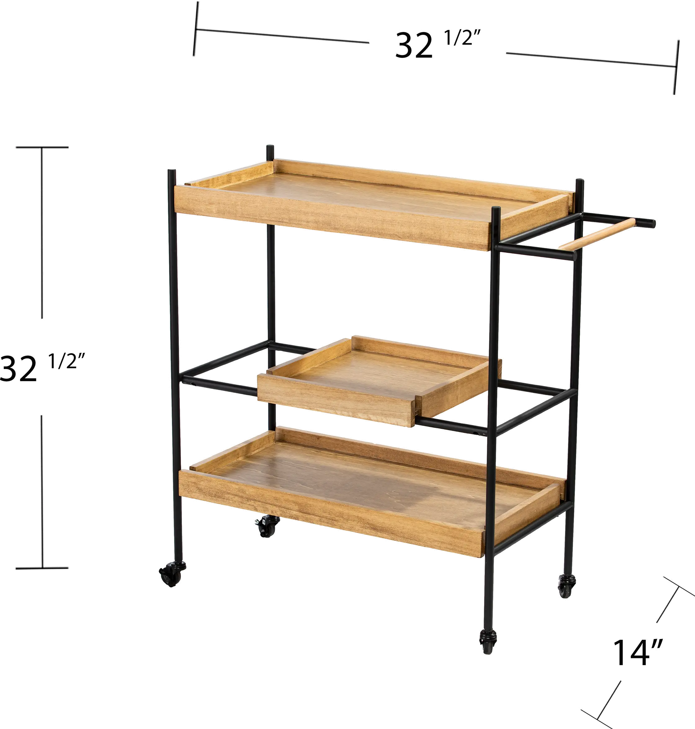 HZ1167040 Claverdon Light Brown Rolling Bar Cart-8