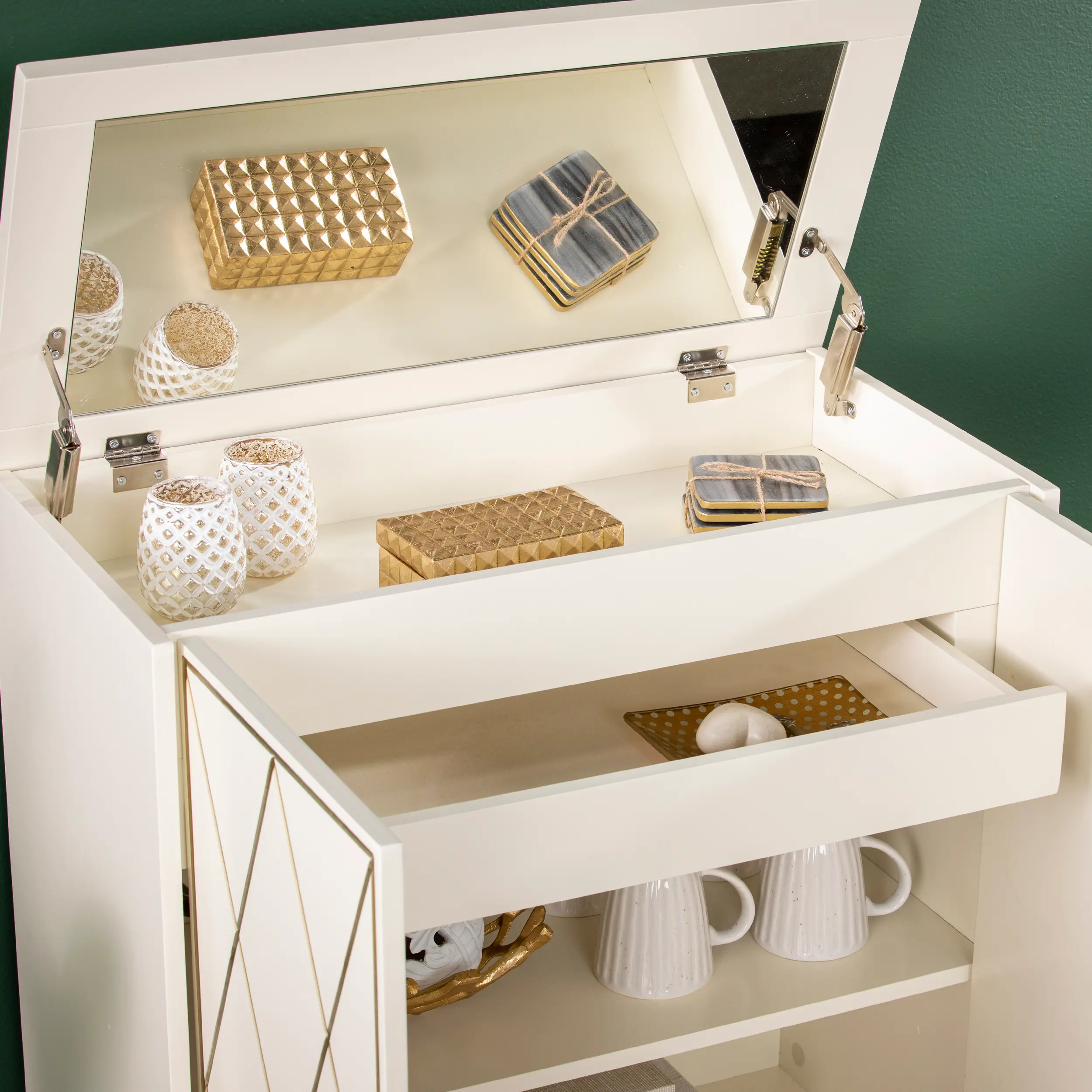 HZ1219541 Marradi White & Gold Accent Cabinet-4