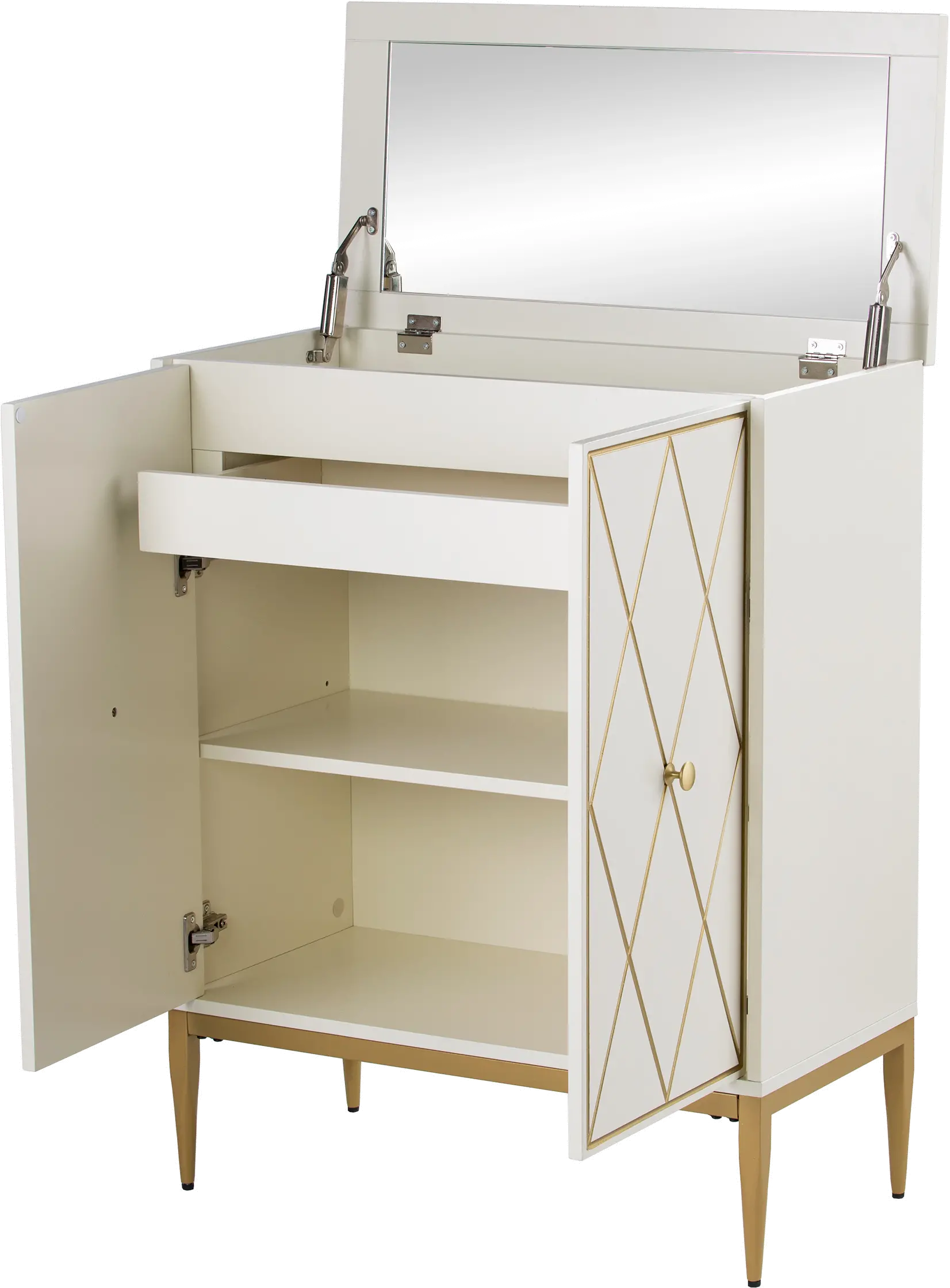 HZ1219541 Marradi White & Gold Accent Cabinet-1