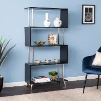 HZ1220038 Beckerman Black Asymmetrical Bookcase