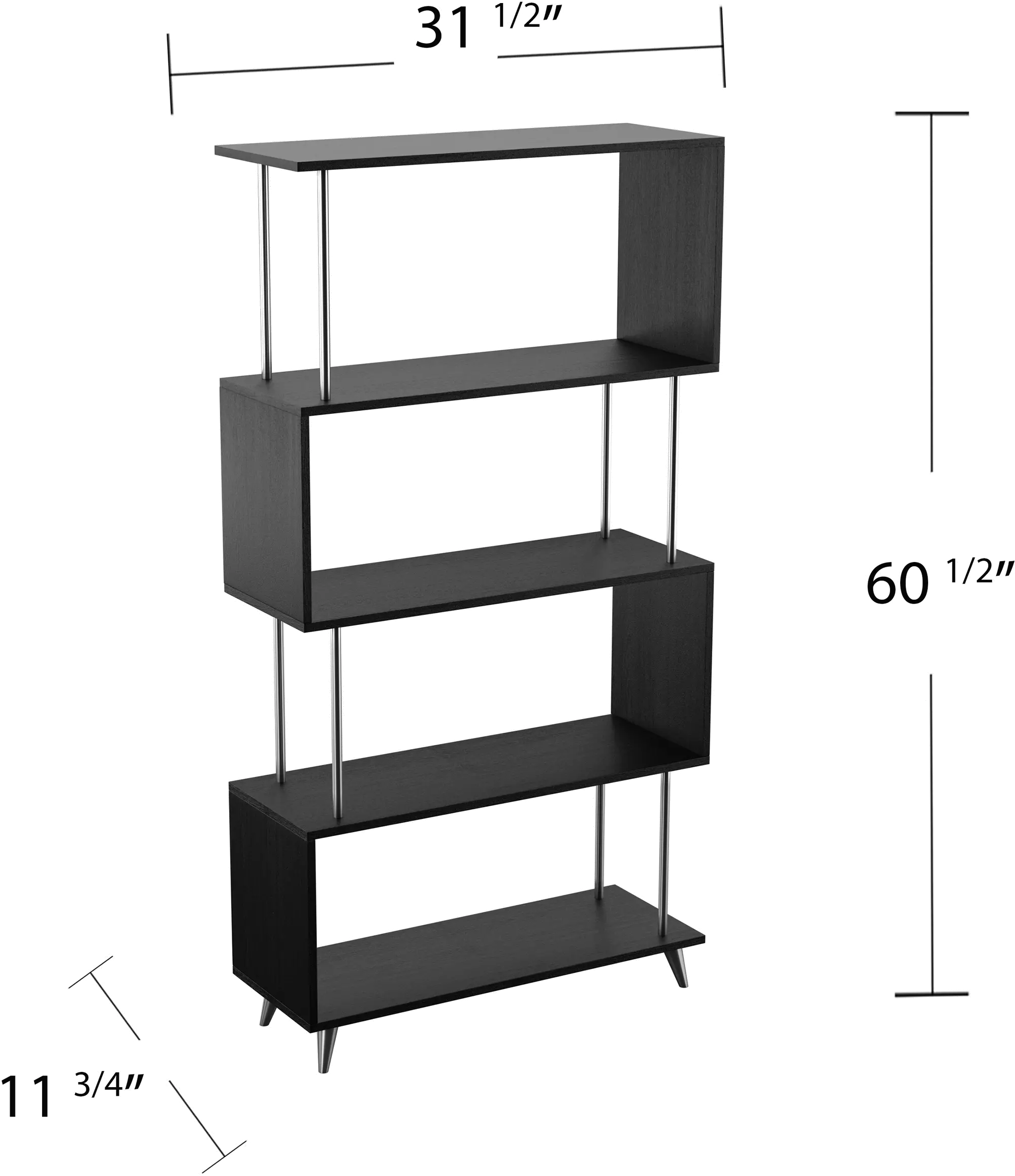 HZ1220038 Beckerman Black Asymmetrical Bookcase-9