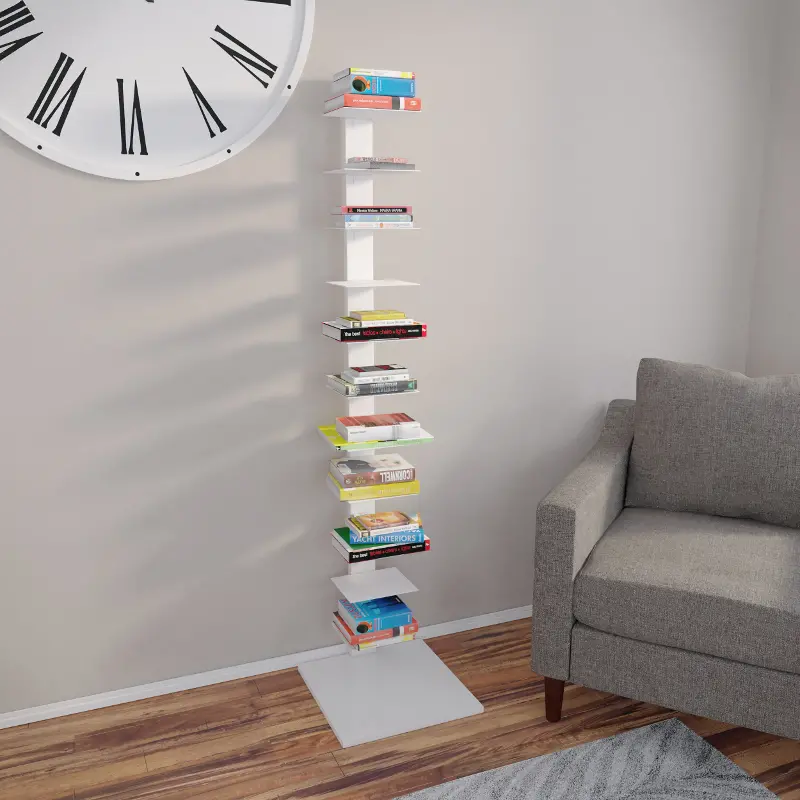 Stewartby White Spine Tower Bookshelf
