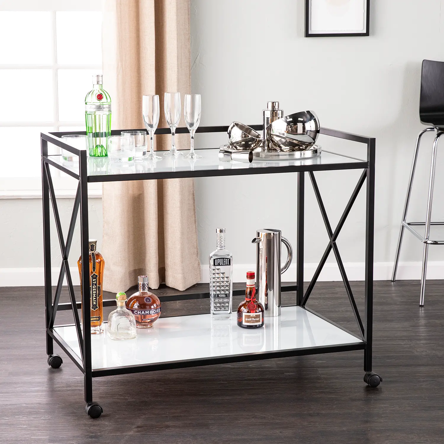 HZ1221440 Maxton Black & White Bar Cart-2