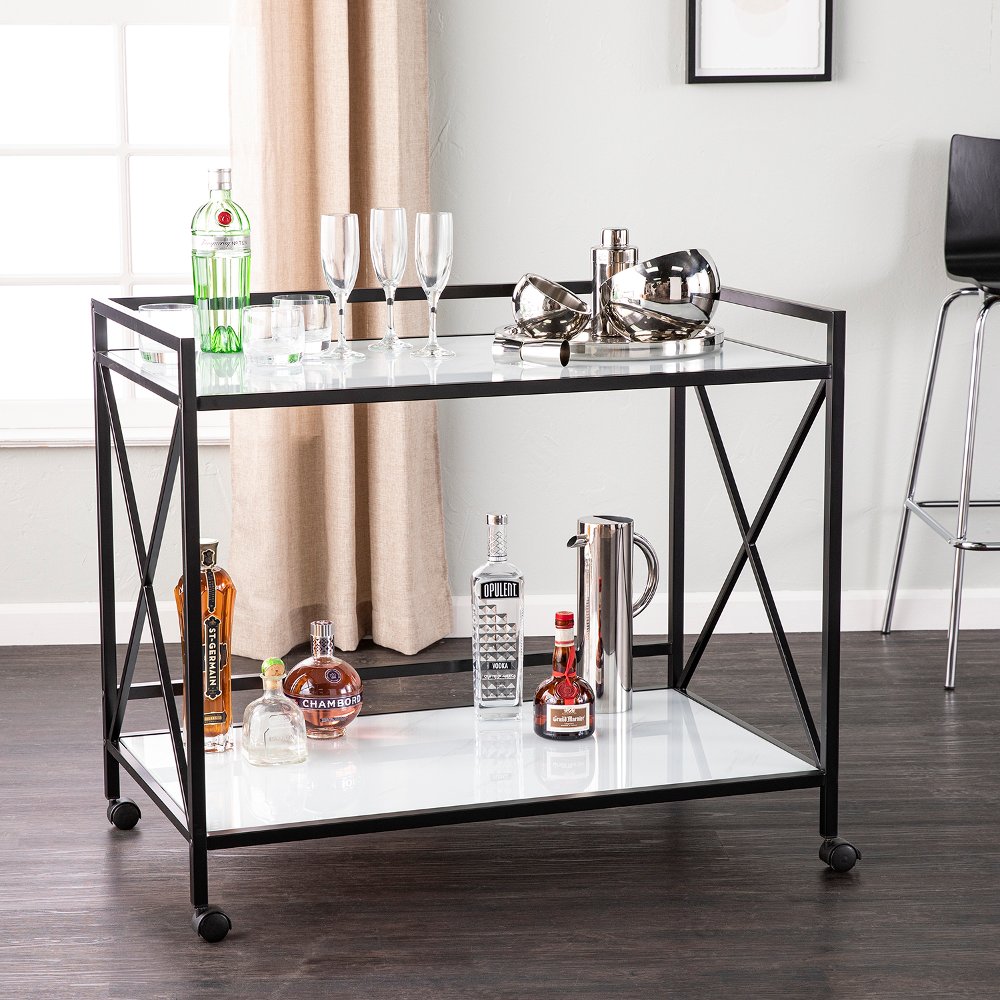 Maxton Black & White Bar Cart
