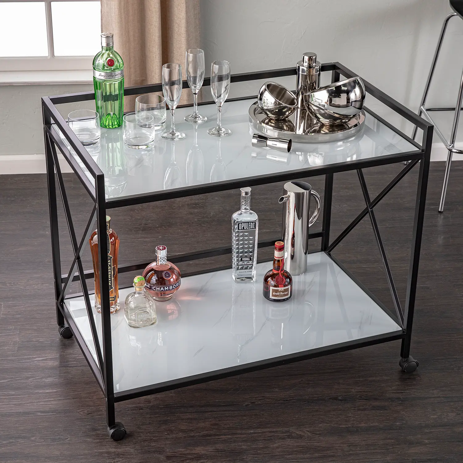 HZ1221440 Maxton Black & White Bar Cart-3