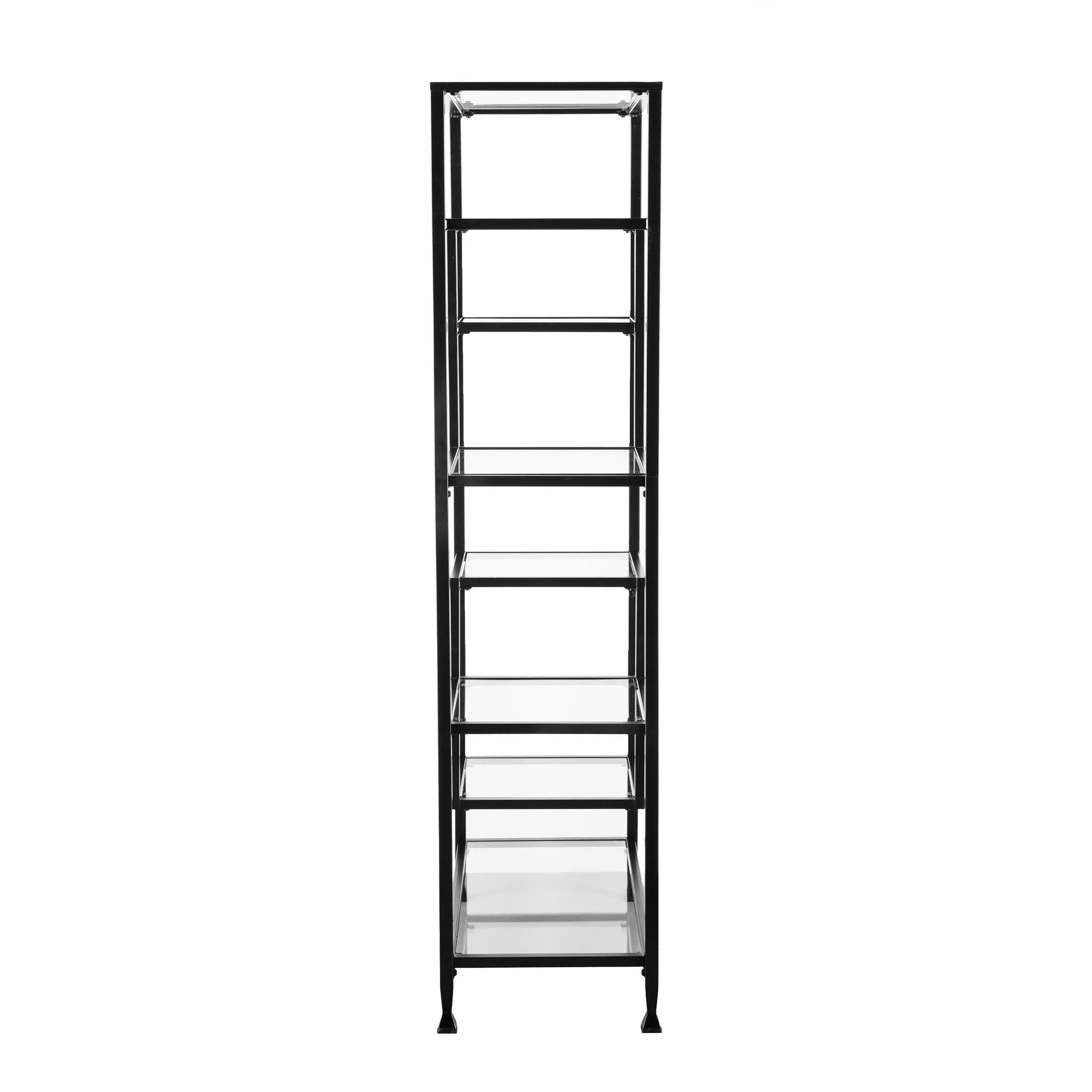 HZ1774 Jaymes Black Metal and Glass Asymmetrical Bookcase-8