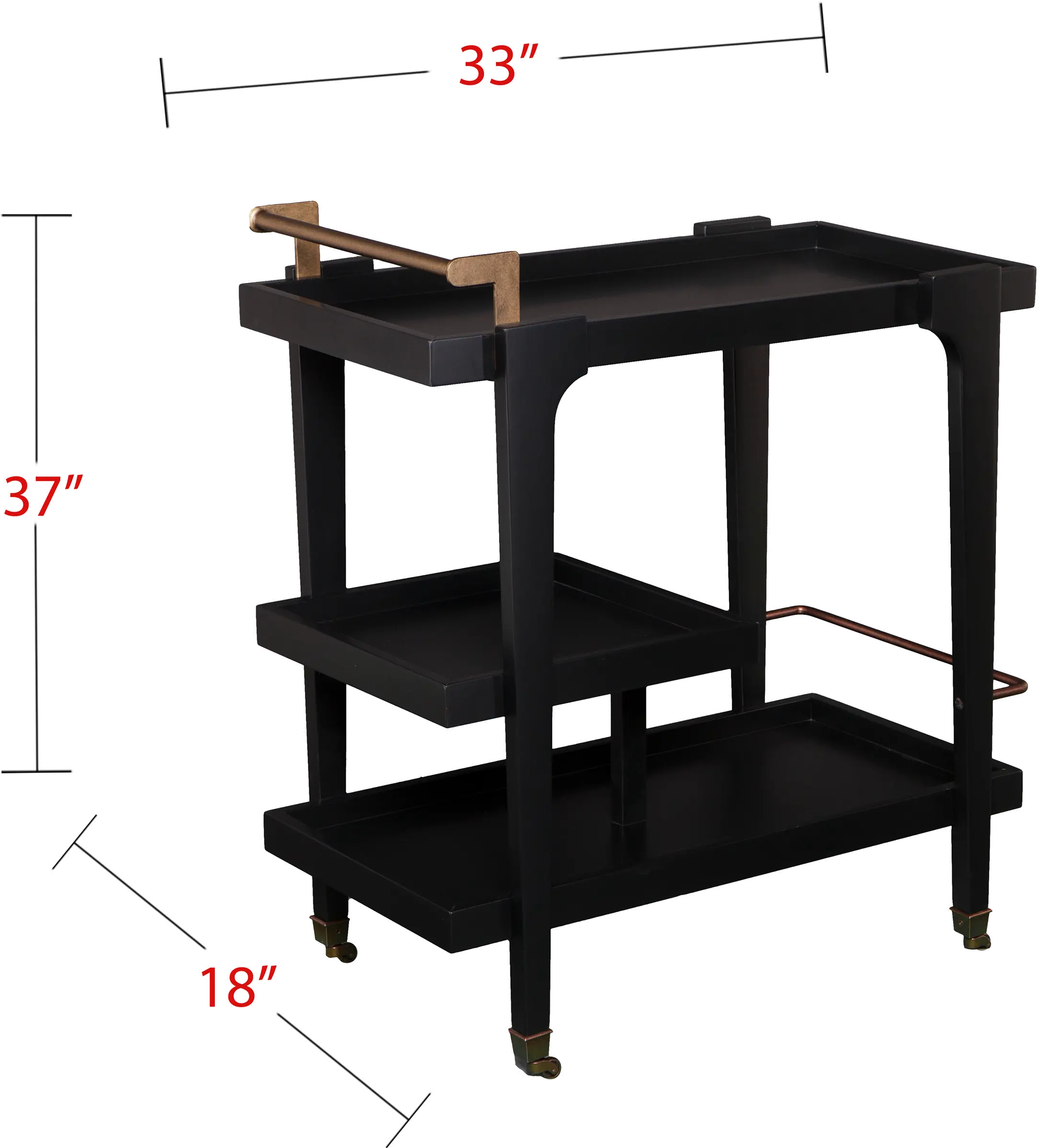 HZ2030 Holly & Martin Zhori Black Midcentury Modern Bar Cart-10