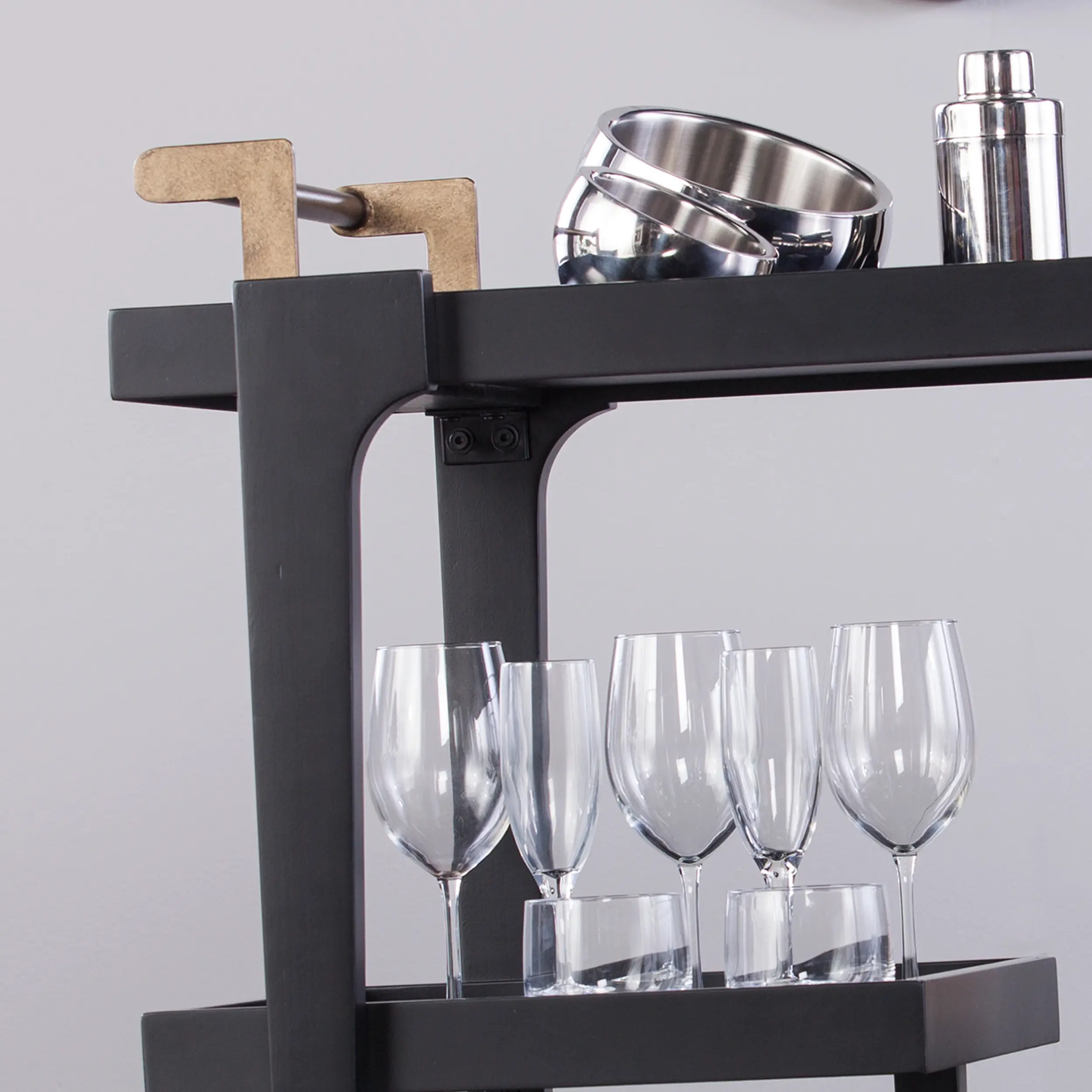 HZ2030 Holly & Martin Zhori Black Midcentury Modern Bar Cart-3