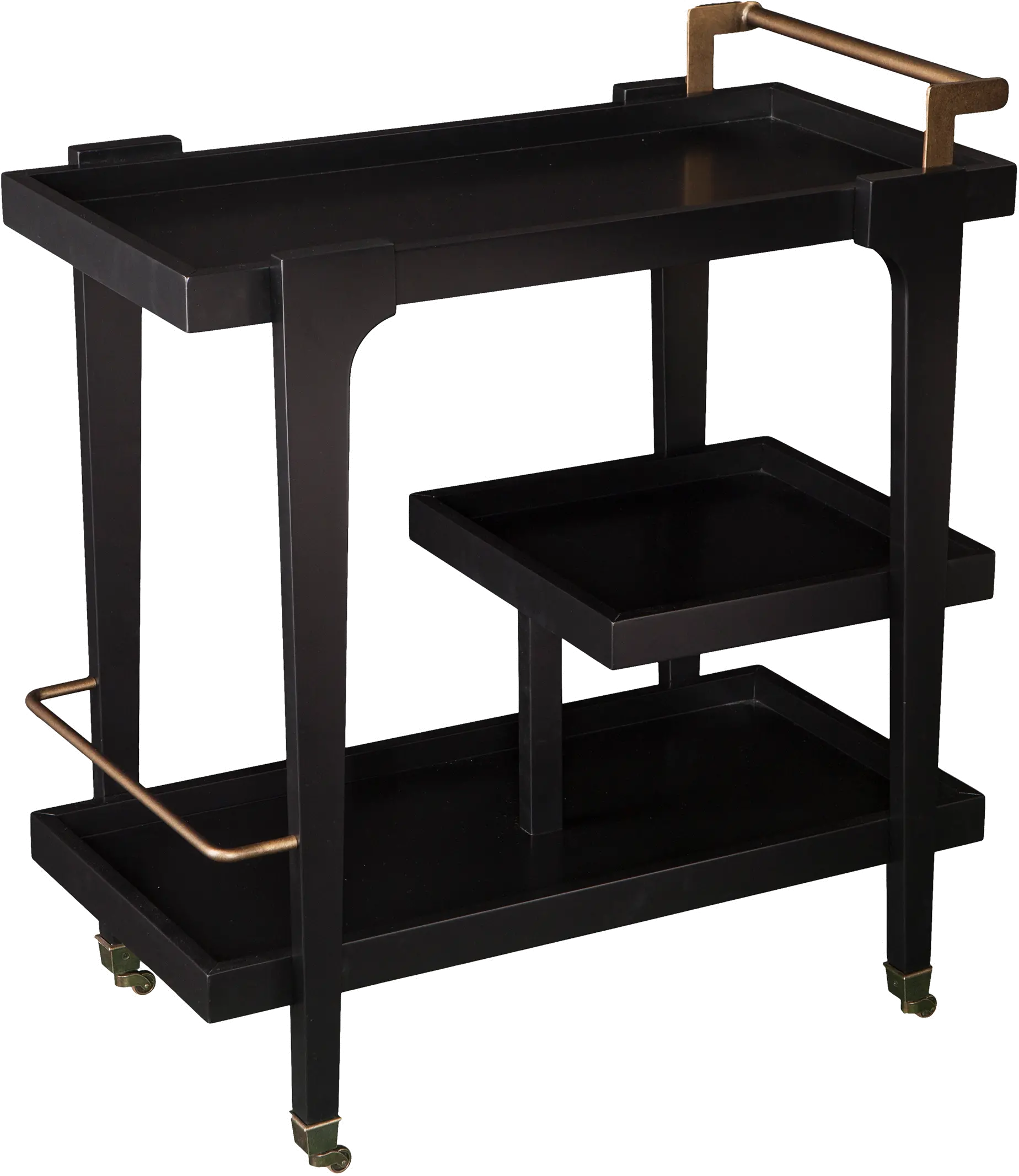 HZ2030 Holly & Martin Zhori Black Midcentury Modern Bar Cart-7