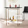 HZ2053 Dagney Black & White Wine Table with Glassware Storage