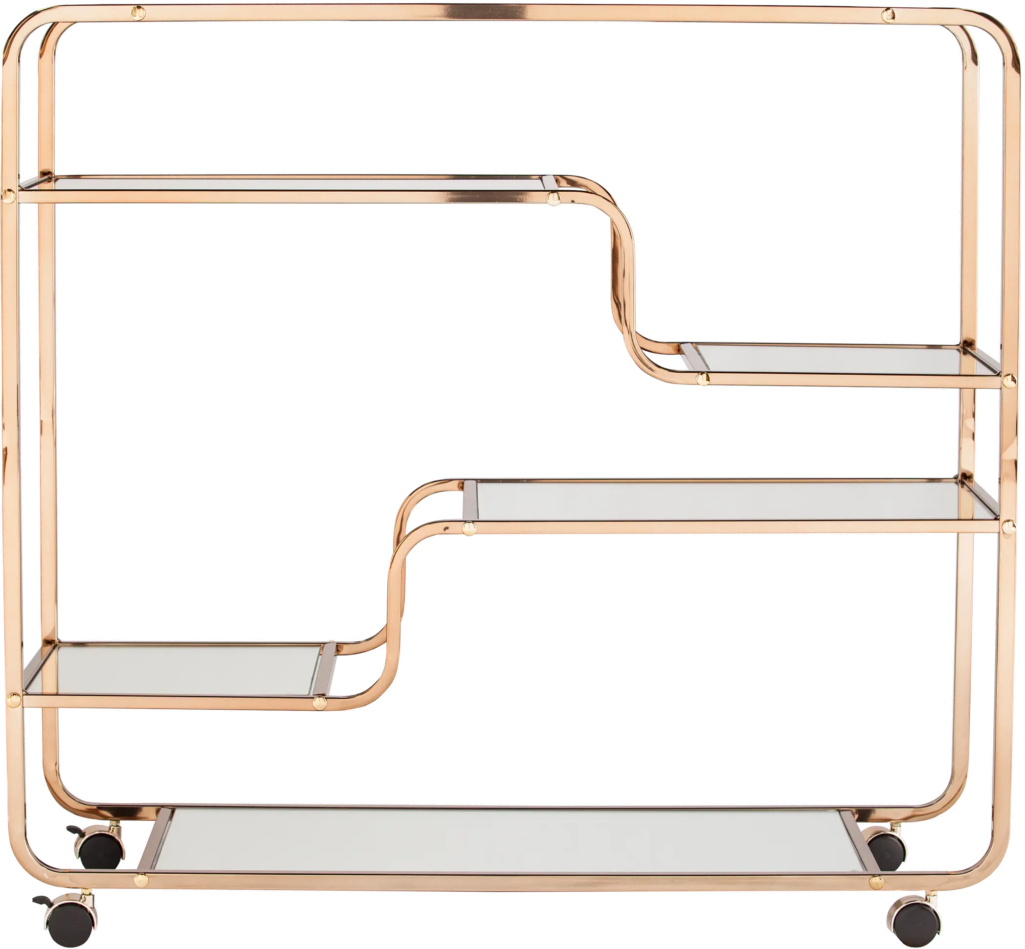 HZ2056 Maylynn Art Deco Champagne Mirrored Bar Cart-1