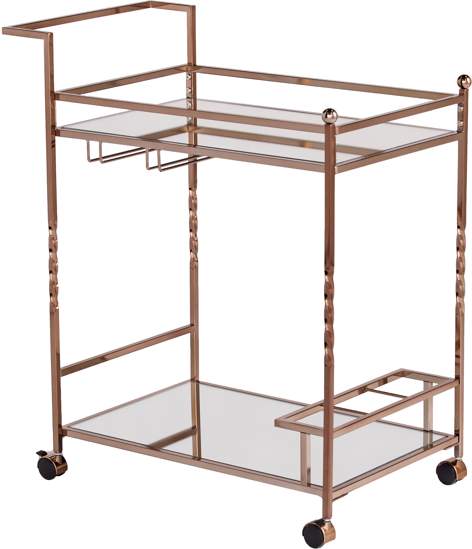 HZ3585 Ivers Rose Gold Metal Mirrored Bar Cart-1