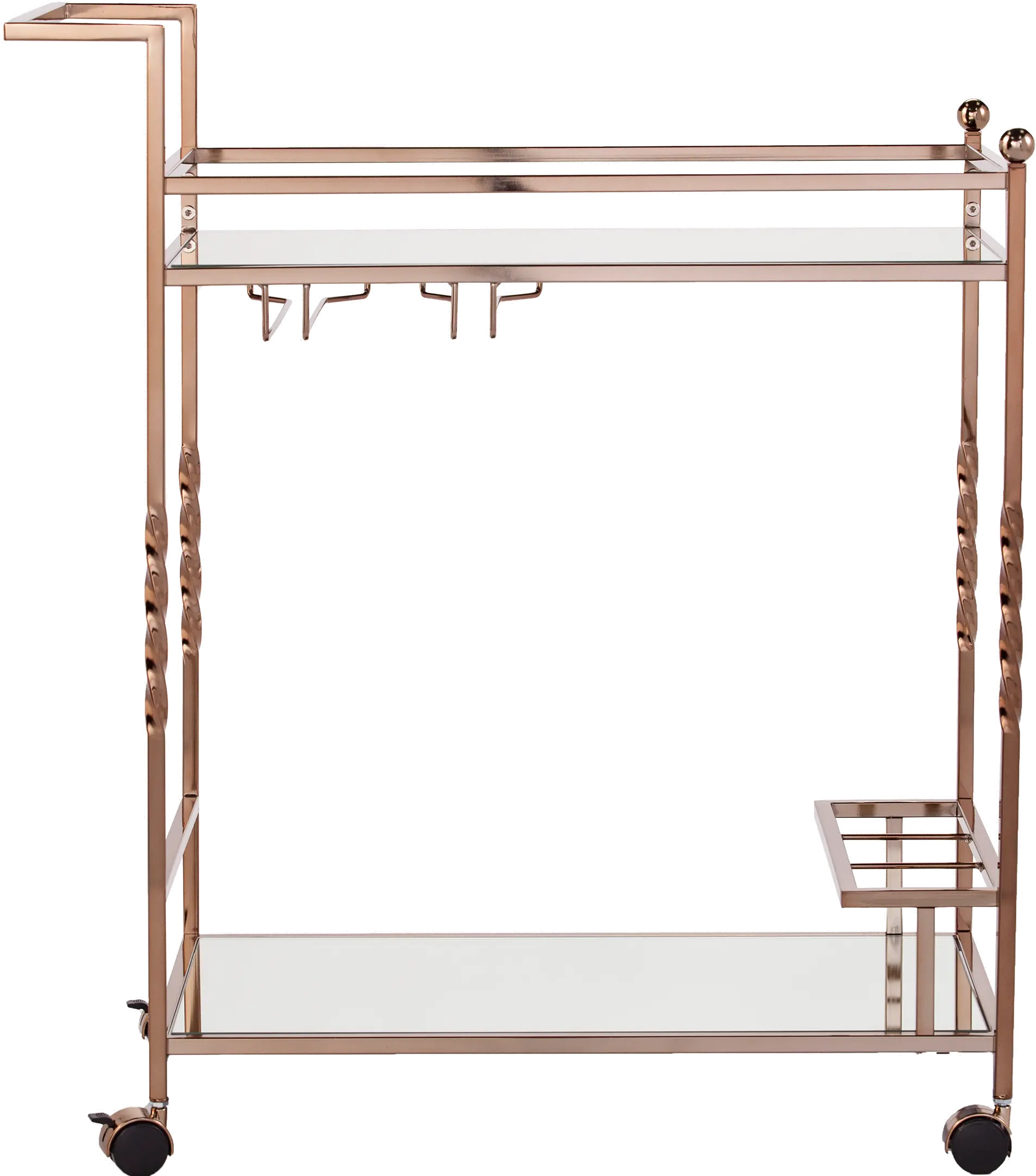 HZ3585 Ivers Rose Gold Metal Mirrored Bar Cart-3