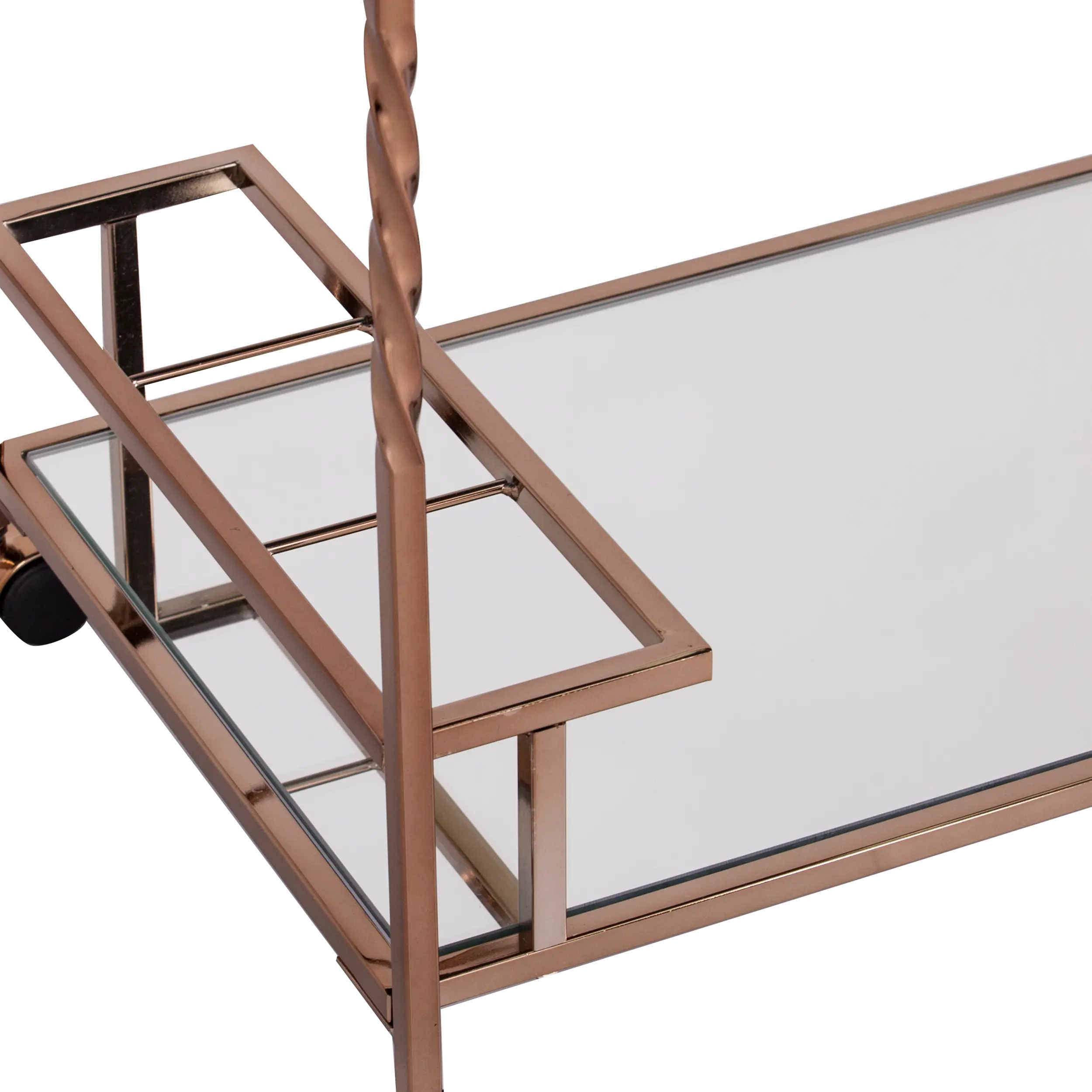 HZ3585 Ivers Rose Gold Metal Mirrored Bar Cart-8