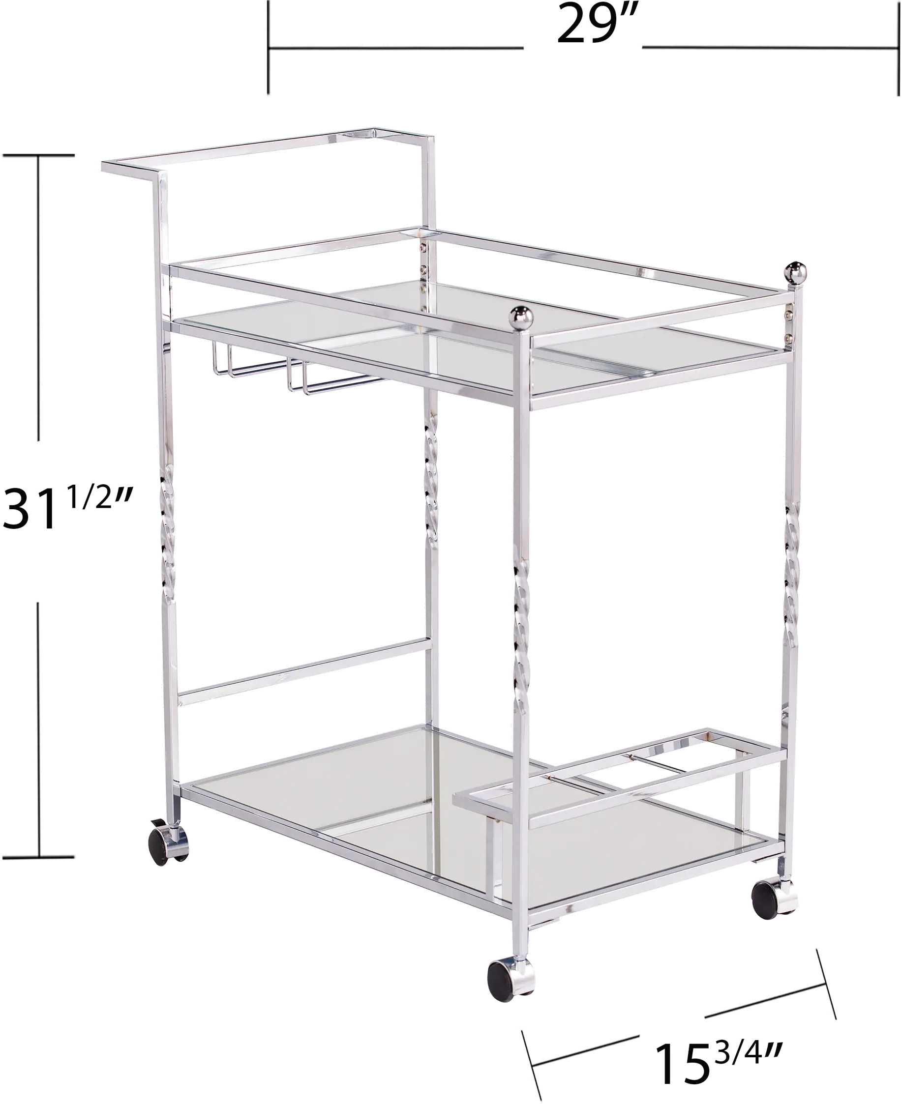 HZ3586 Ivers Chrome Metal Mirrored Bar Cart-10