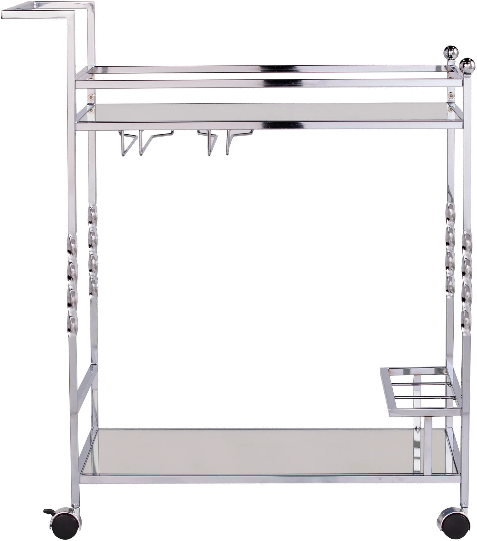 HZ3586 Ivers Chrome Metal Mirrored Bar Cart-1