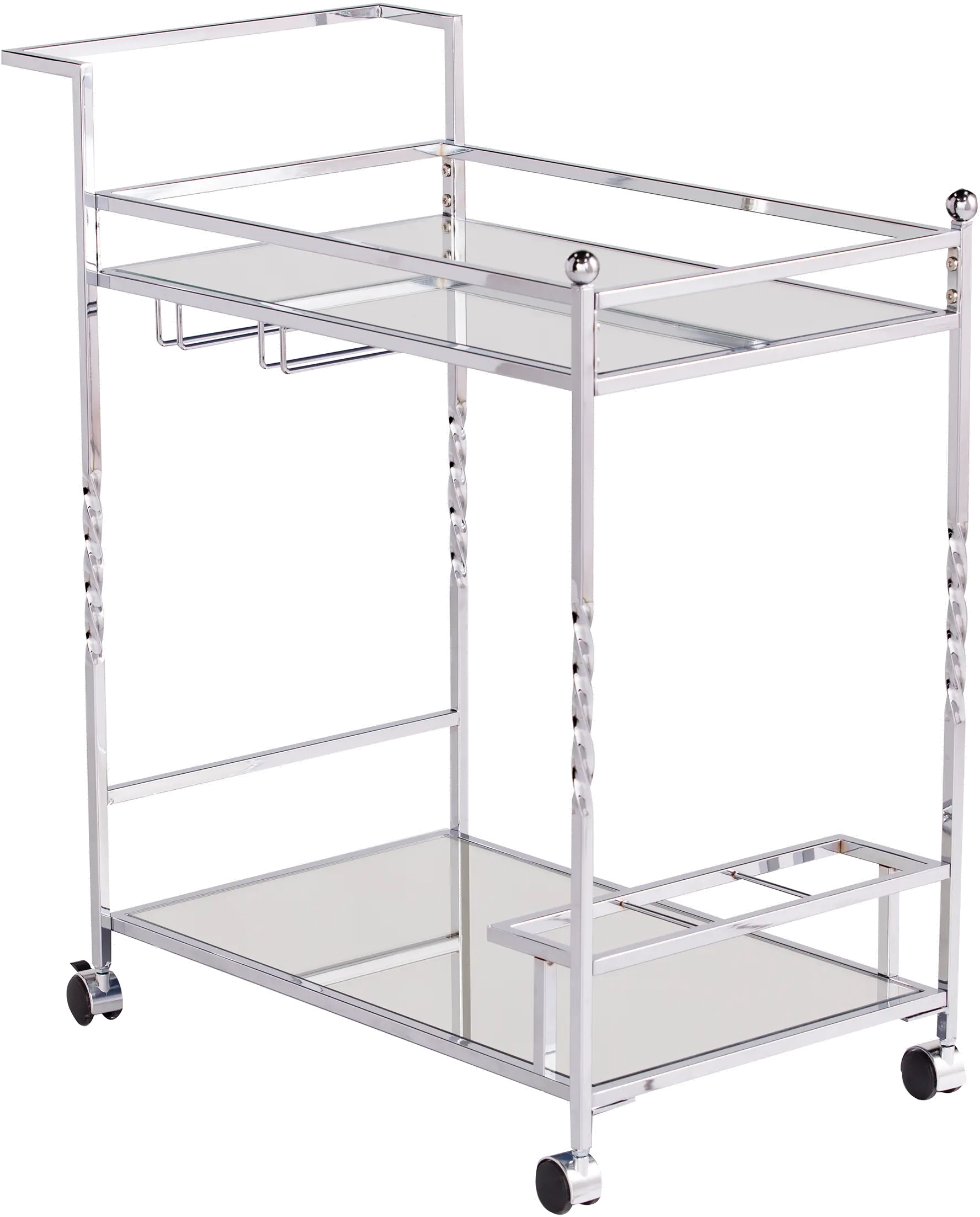 HZ3586 Ivers Chrome Metal Mirrored Bar Cart-4
