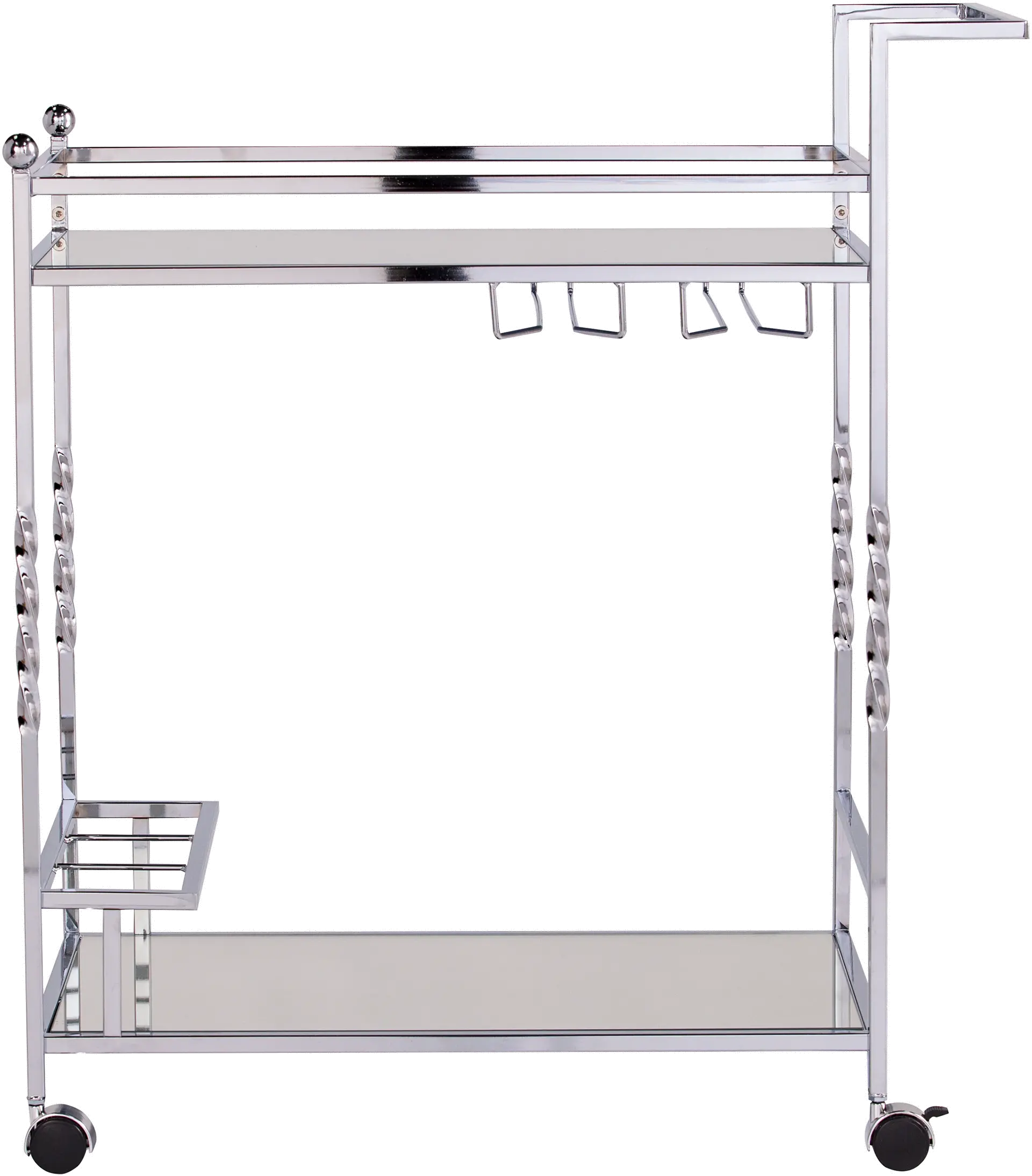 HZ3586 Ivers Chrome Metal Mirrored Bar Cart-6