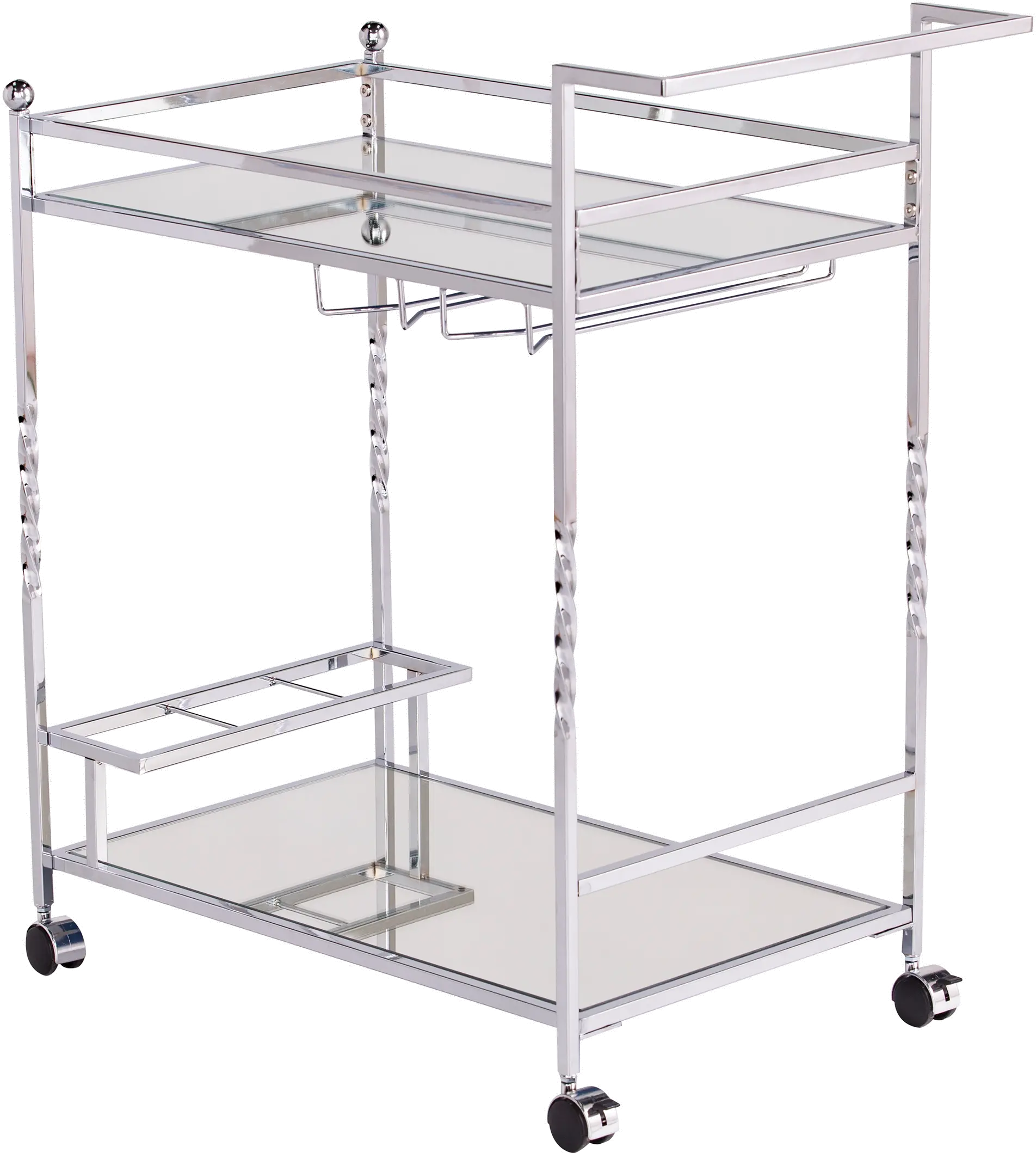 HZ3586 Ivers Chrome Metal Mirrored Bar Cart-7