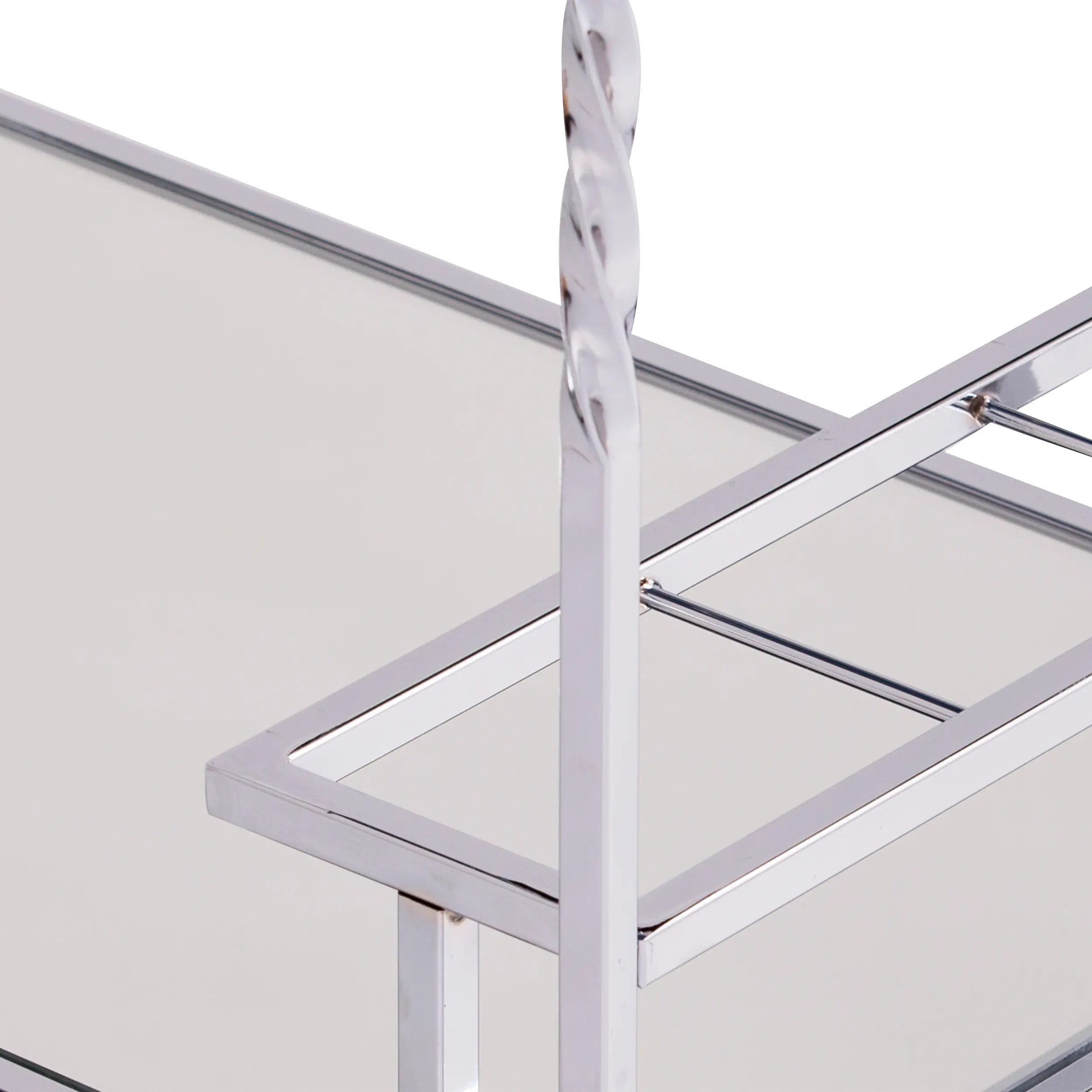 HZ3586 Ivers Chrome Metal Mirrored Bar Cart-9