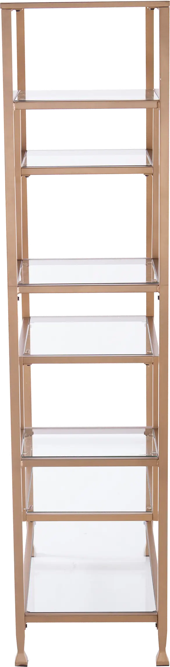 HZ5774 Jaymes Gold Metal & Glass Asymmetrical Bookcase-5