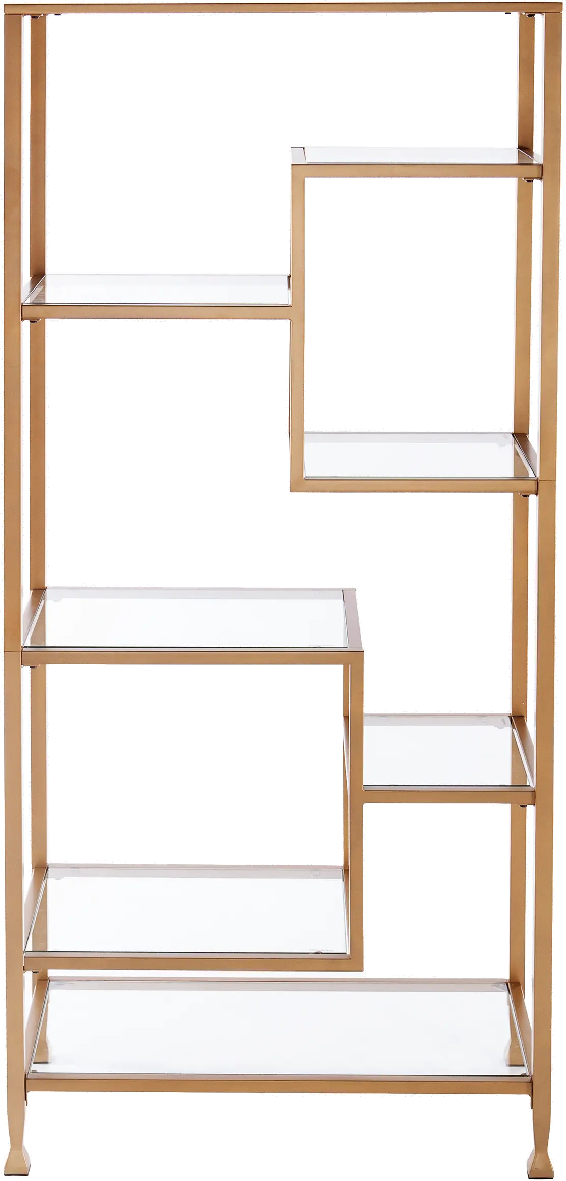 HZ5774 Jaymes Gold Metal & Glass Asymmetrical Bookcase-6