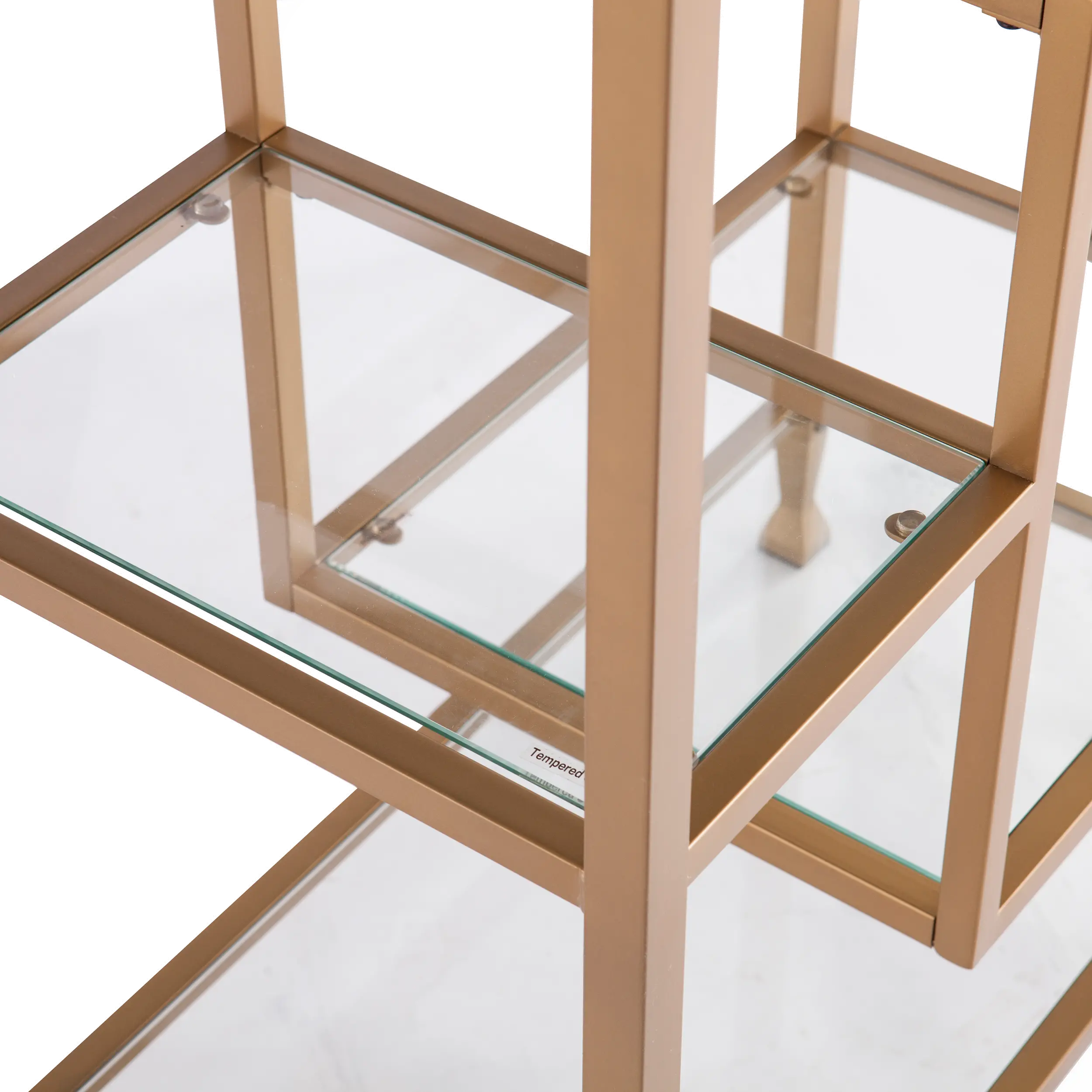 HZ5774 Jaymes Gold Metal & Glass Asymmetrical Bookcase-7